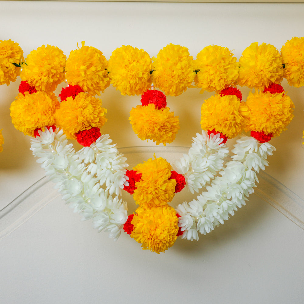 Handcrafted in hues of white and yellow flowers with POMPOM FLOWERS