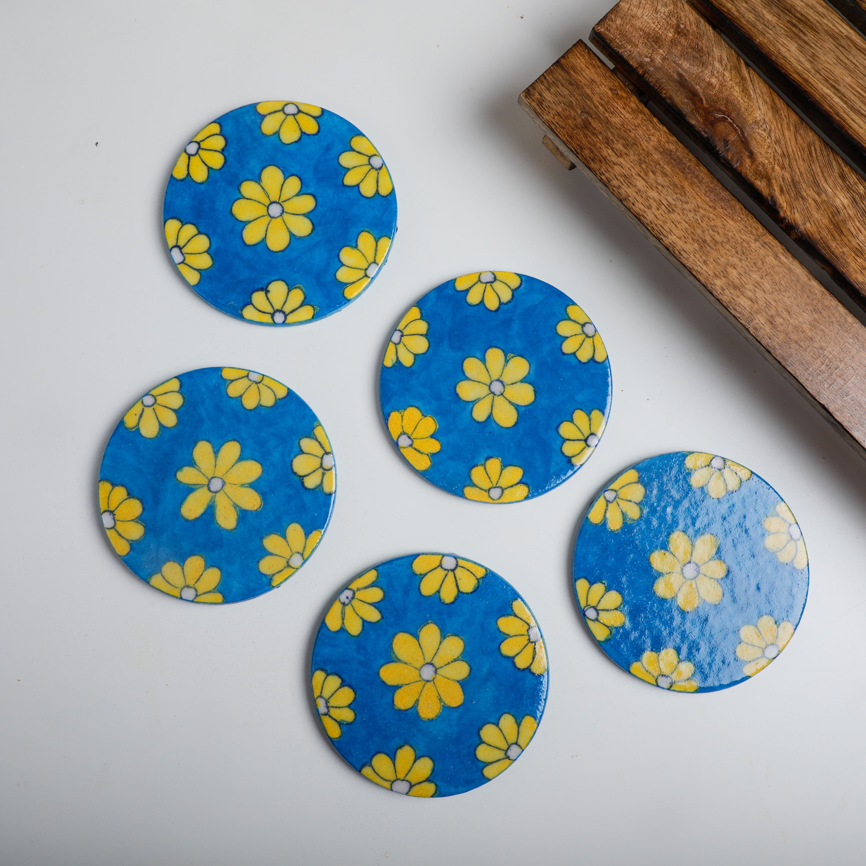 Blue Floral Table Coasters