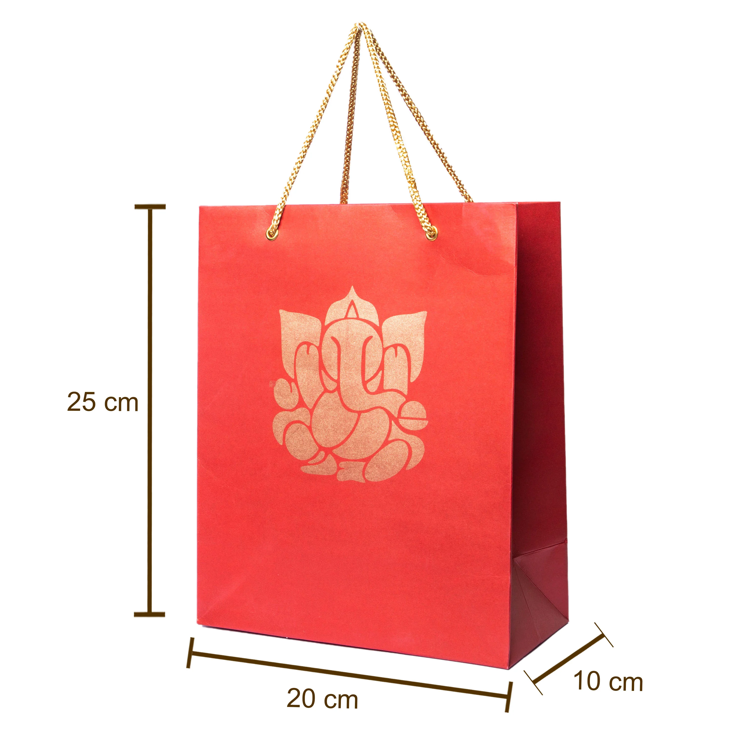 Gold foil Printed Ganesh on either side of the bag