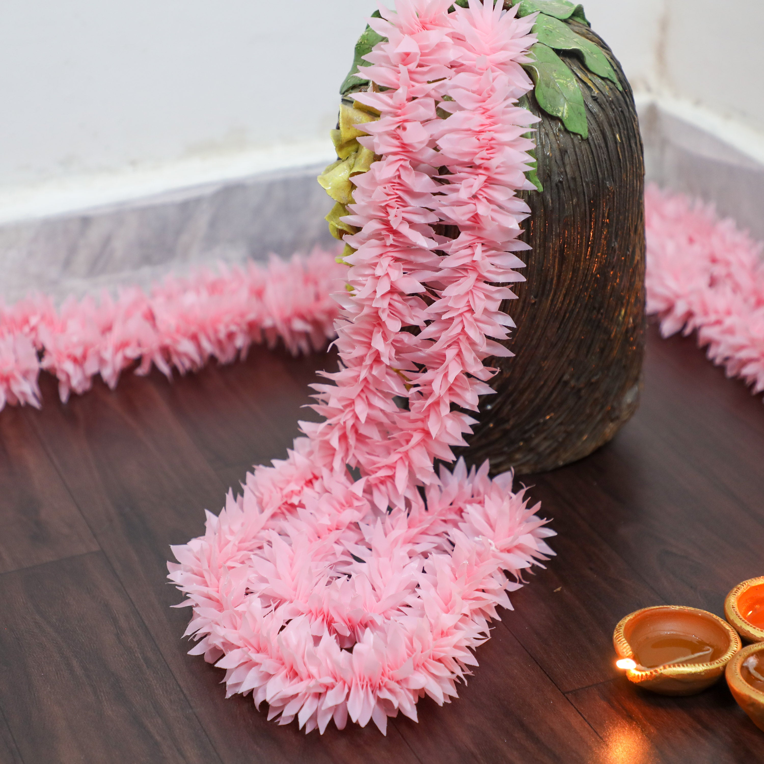 Pink floral decor for Diwali decorations