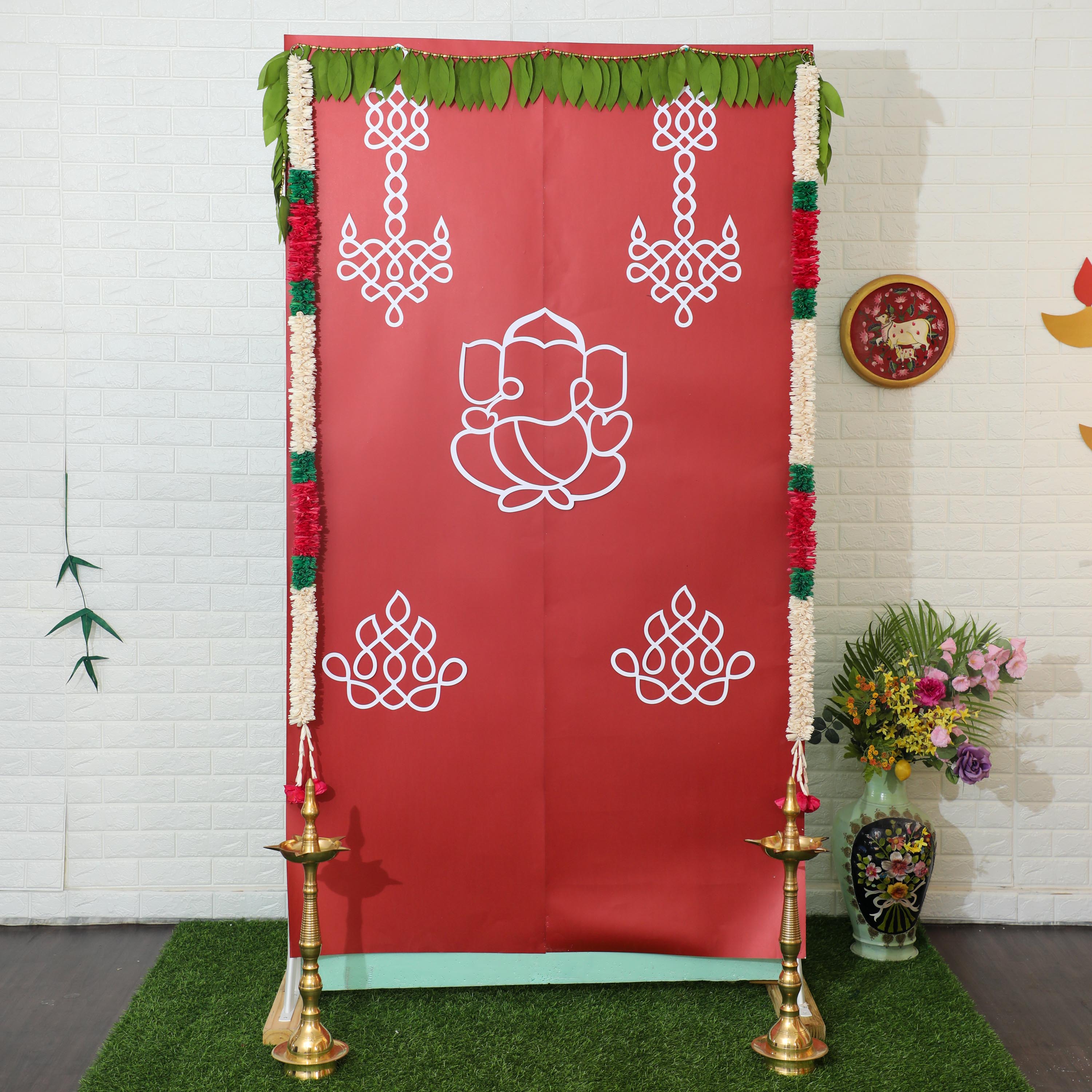 Ganesh Deepam Backdrop Kit for Indian Decoration online in the USA