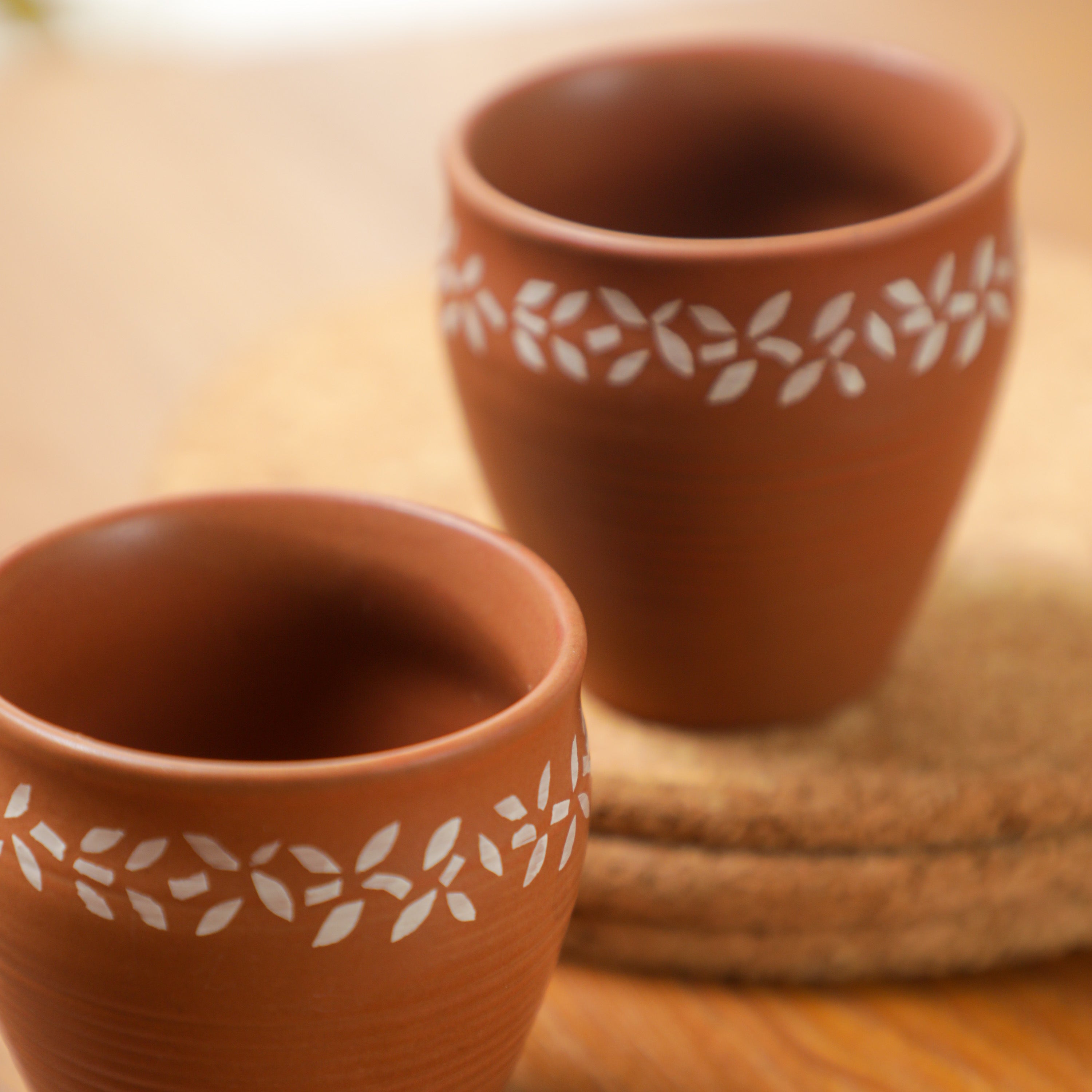 These beautifully designed cups are perfect for enjoying tea or coffee