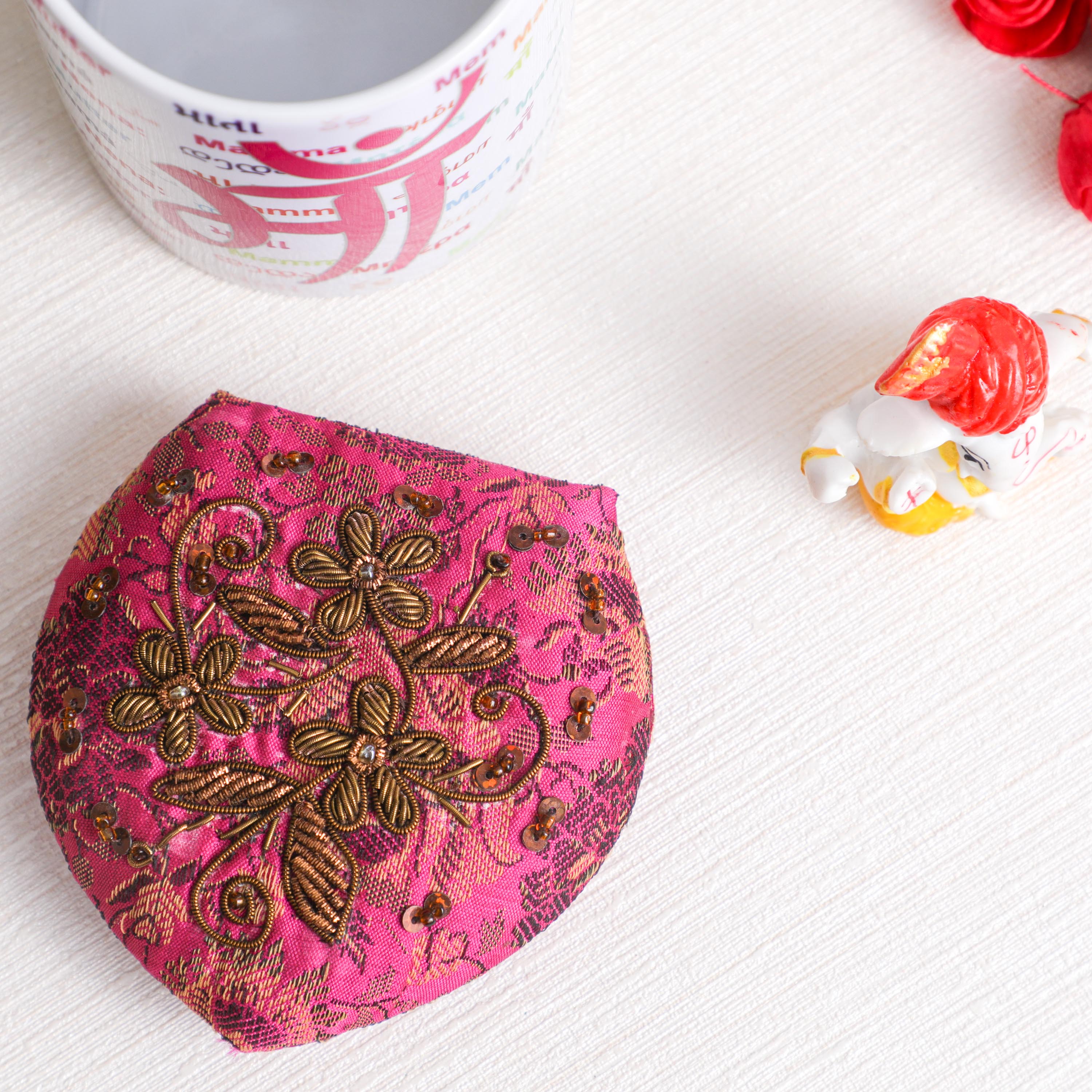 compact mirror with zari work for mothers day gifting