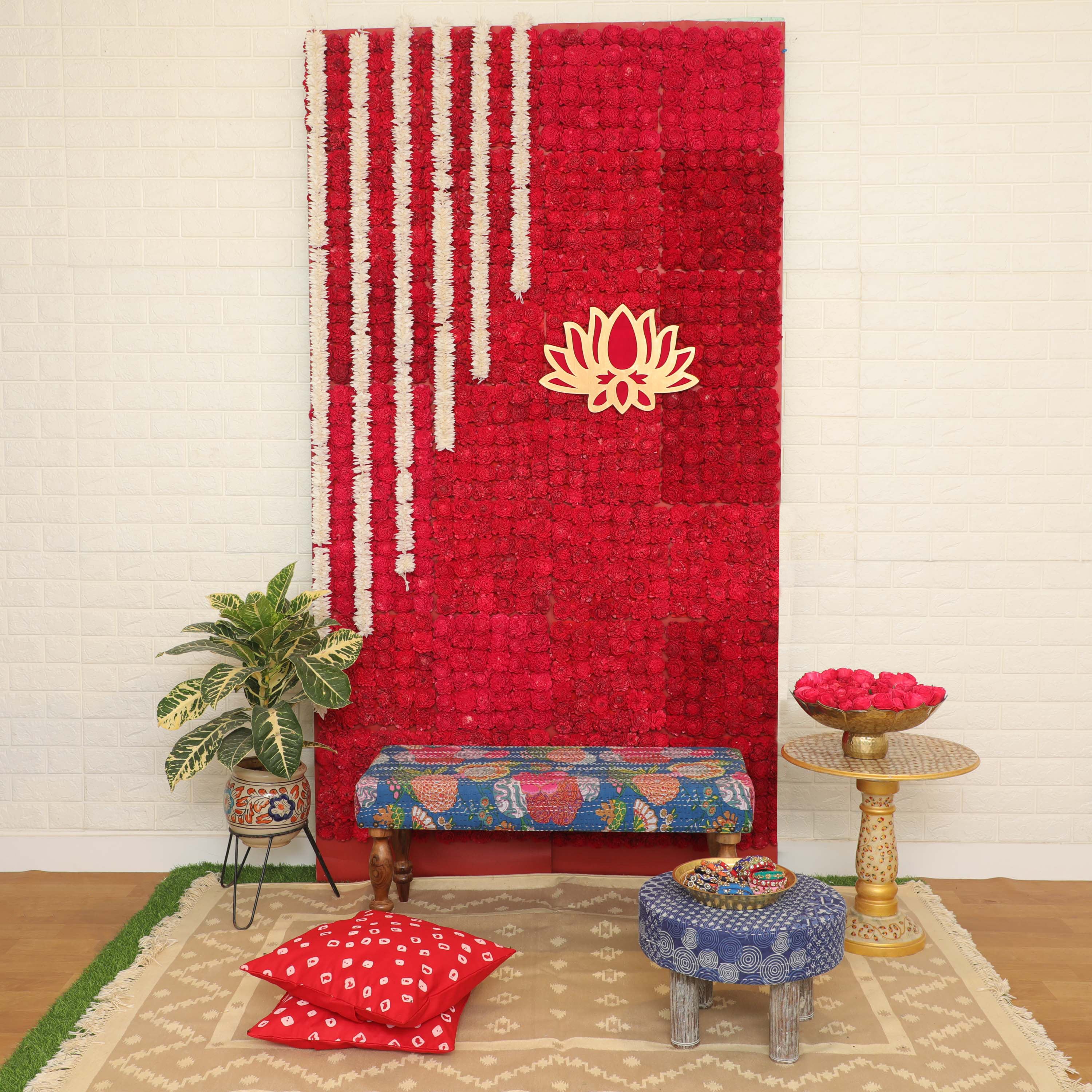 Floral Rose Mats Backdrop Kit for Pooja Decorations online