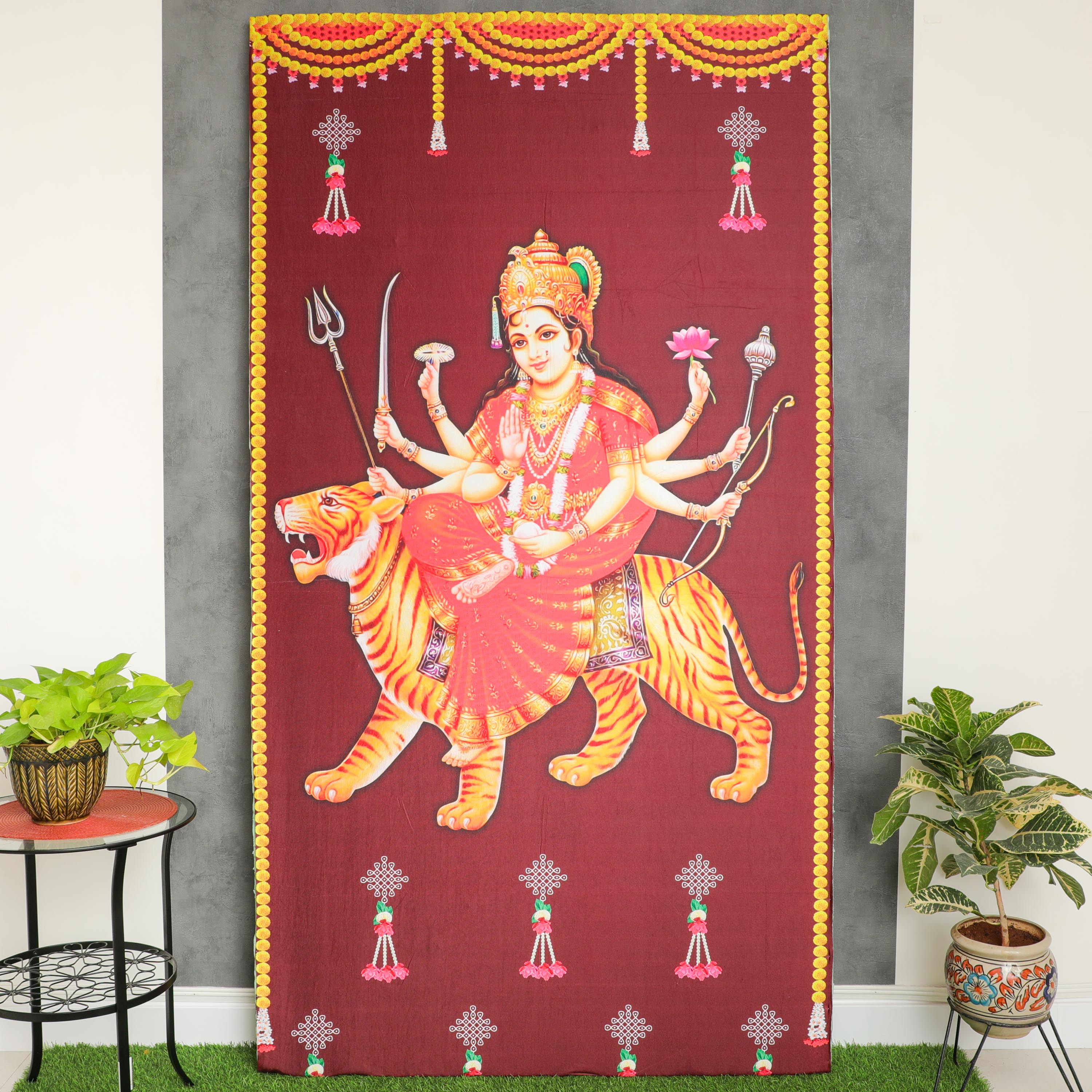 durga with tiger backdrop cloth