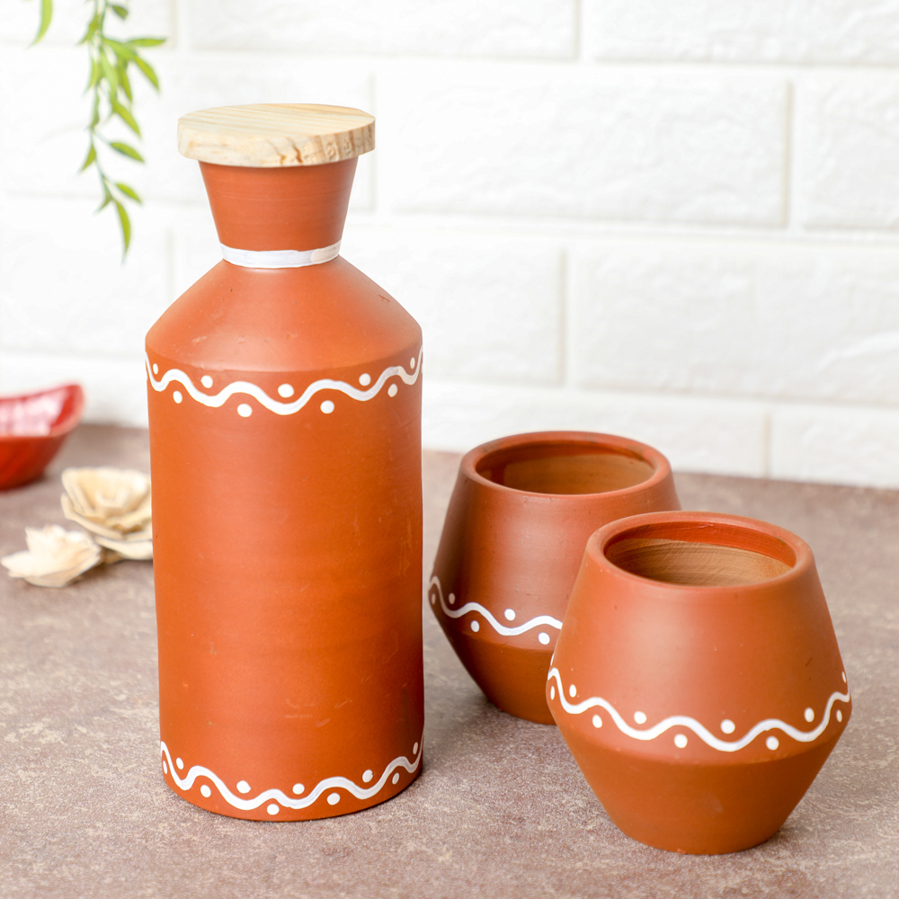 Clay Water Bottle with Glasses in the USA