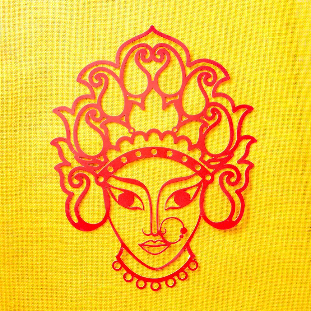 Goddess Durga Face paper Cutout for Pooja and Festive DDecorations
