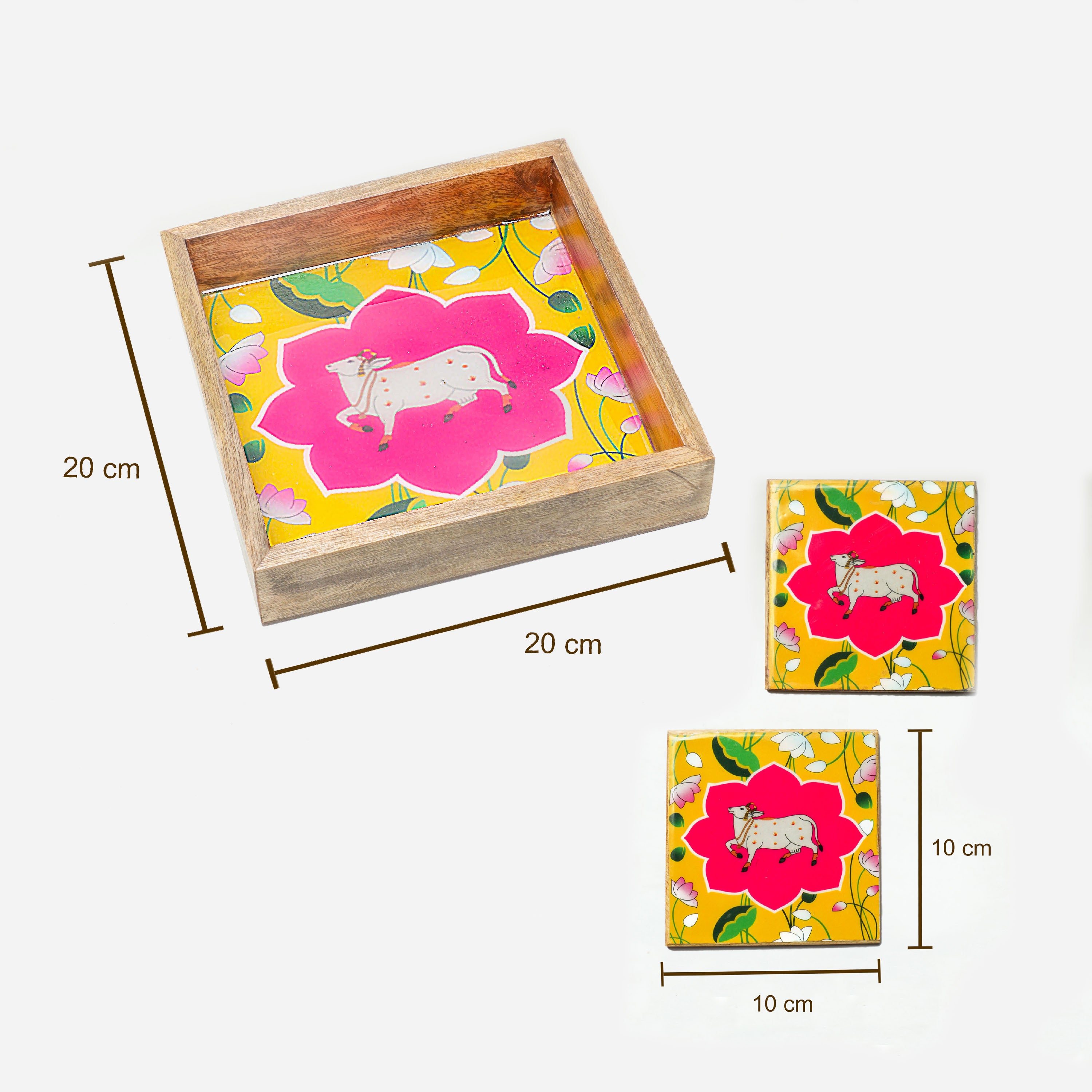 Indian Wooden Serving tray and Coaters for traditional events in the USA