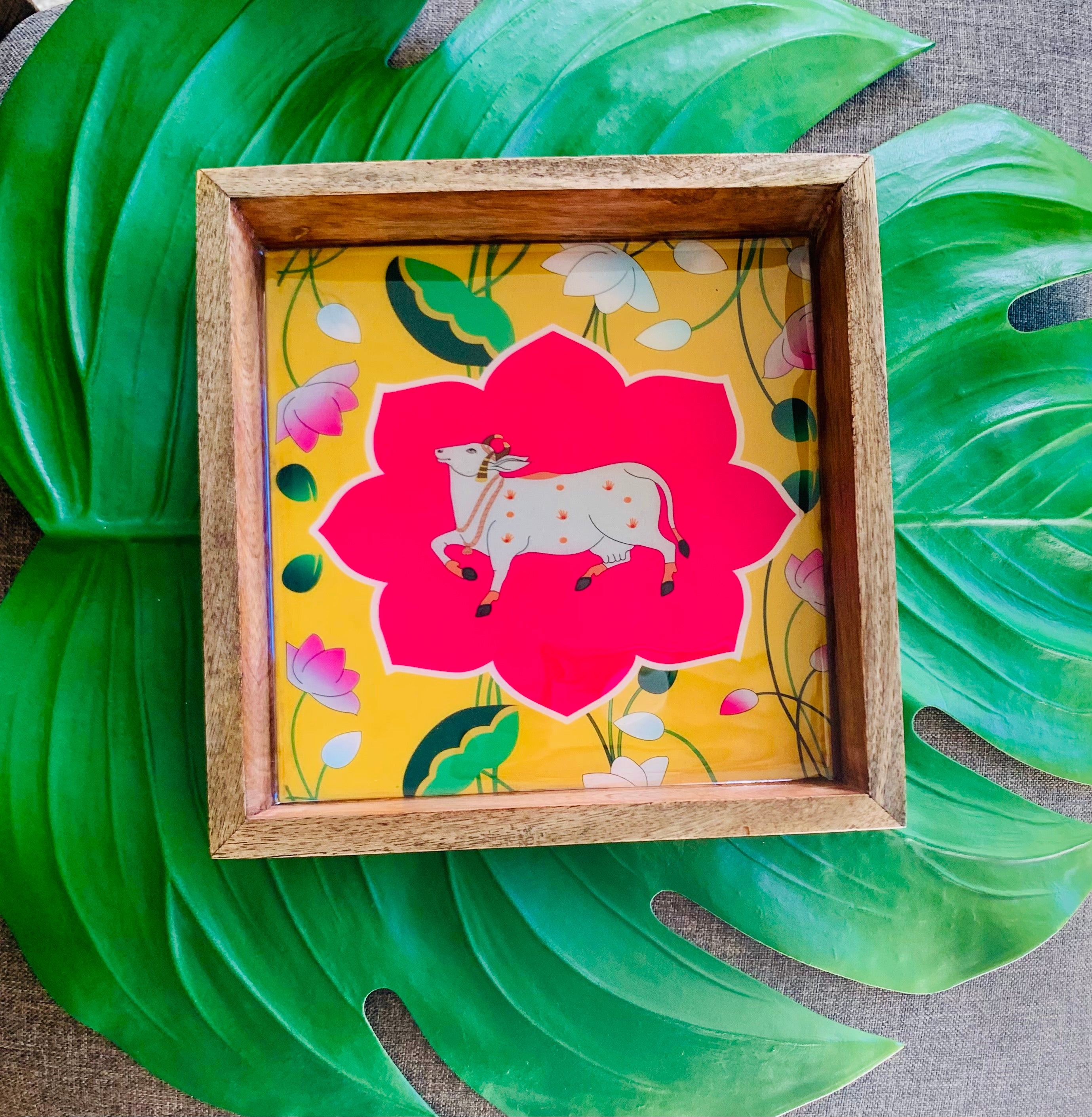 Wooden tray for Indian traditional events and pooja ceremonies