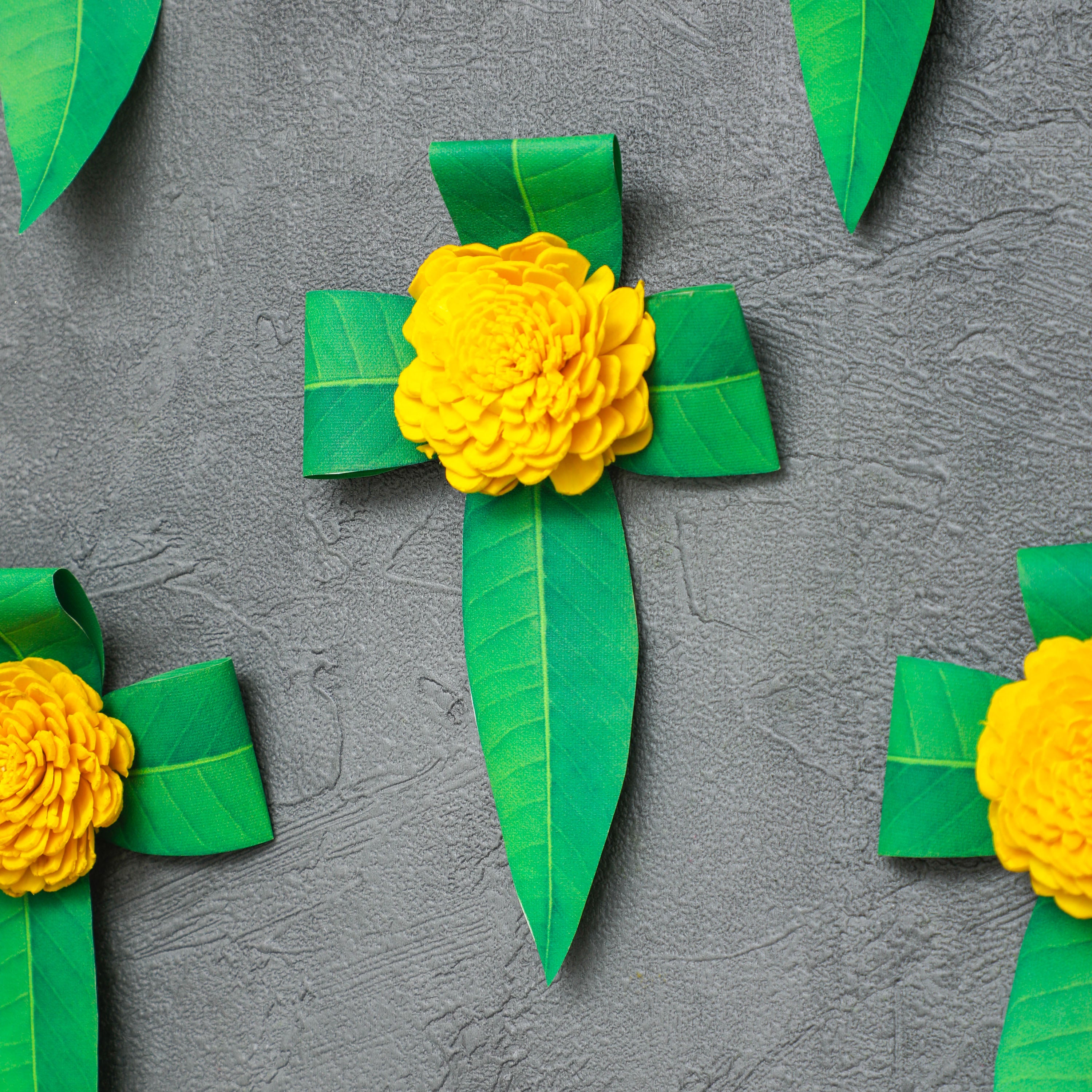 Handcrafted Shola flower pin to leaf