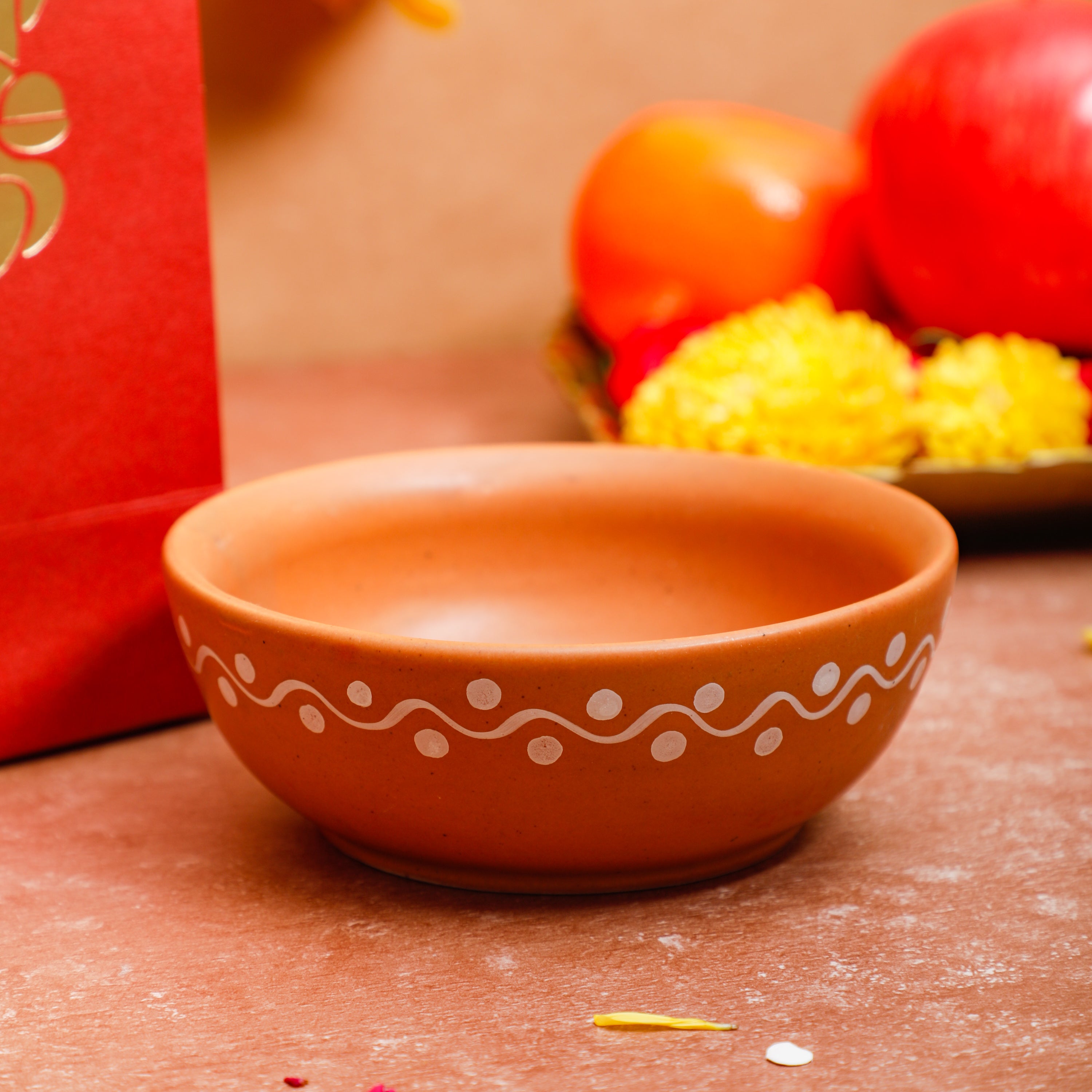 Handmade ceramic bowl in rangoli design