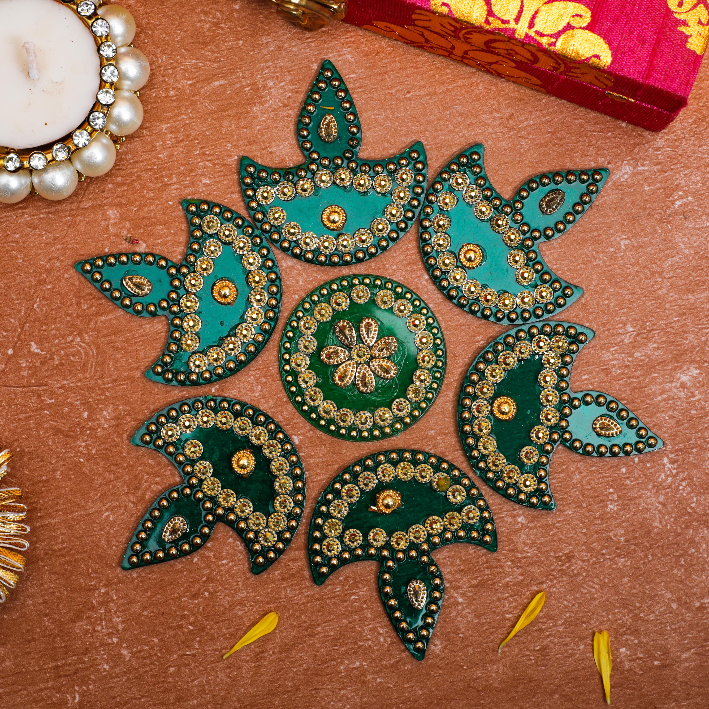 Acrylic Rangoli in Green Color