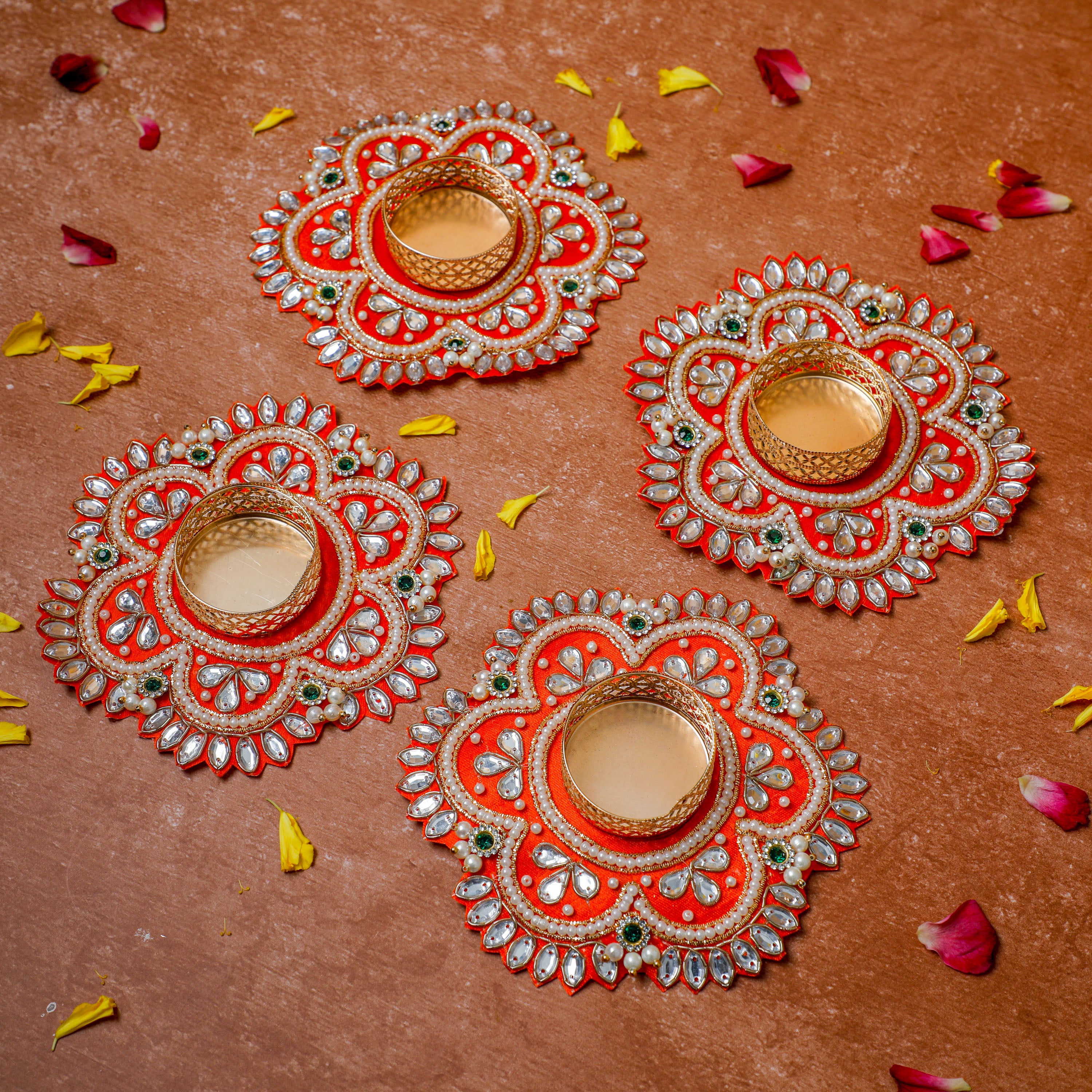 Floral shape with stones on the border making it a unique product