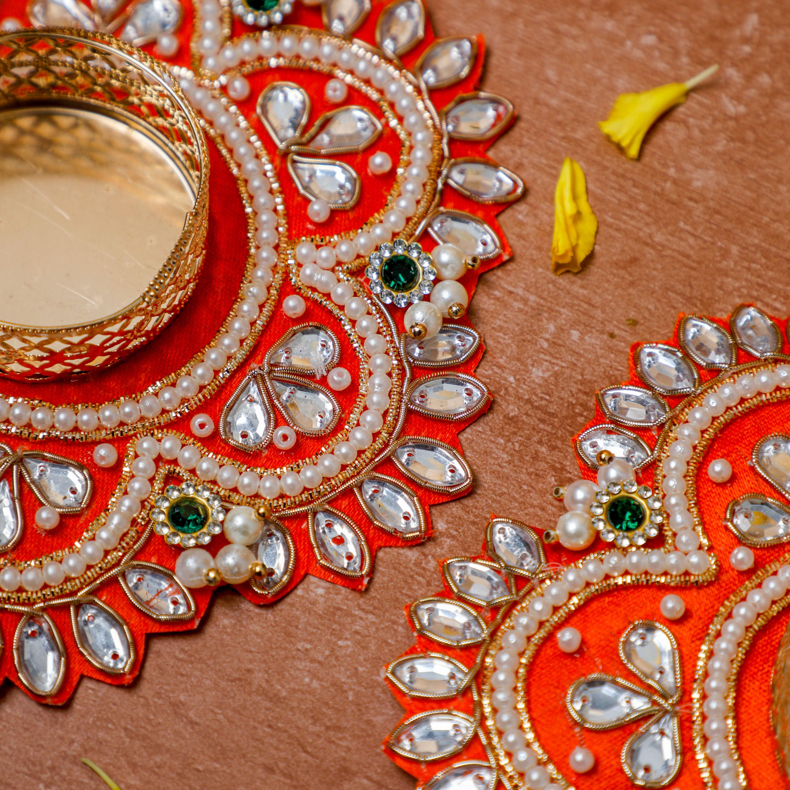 unique diya set that comes with an embellished design