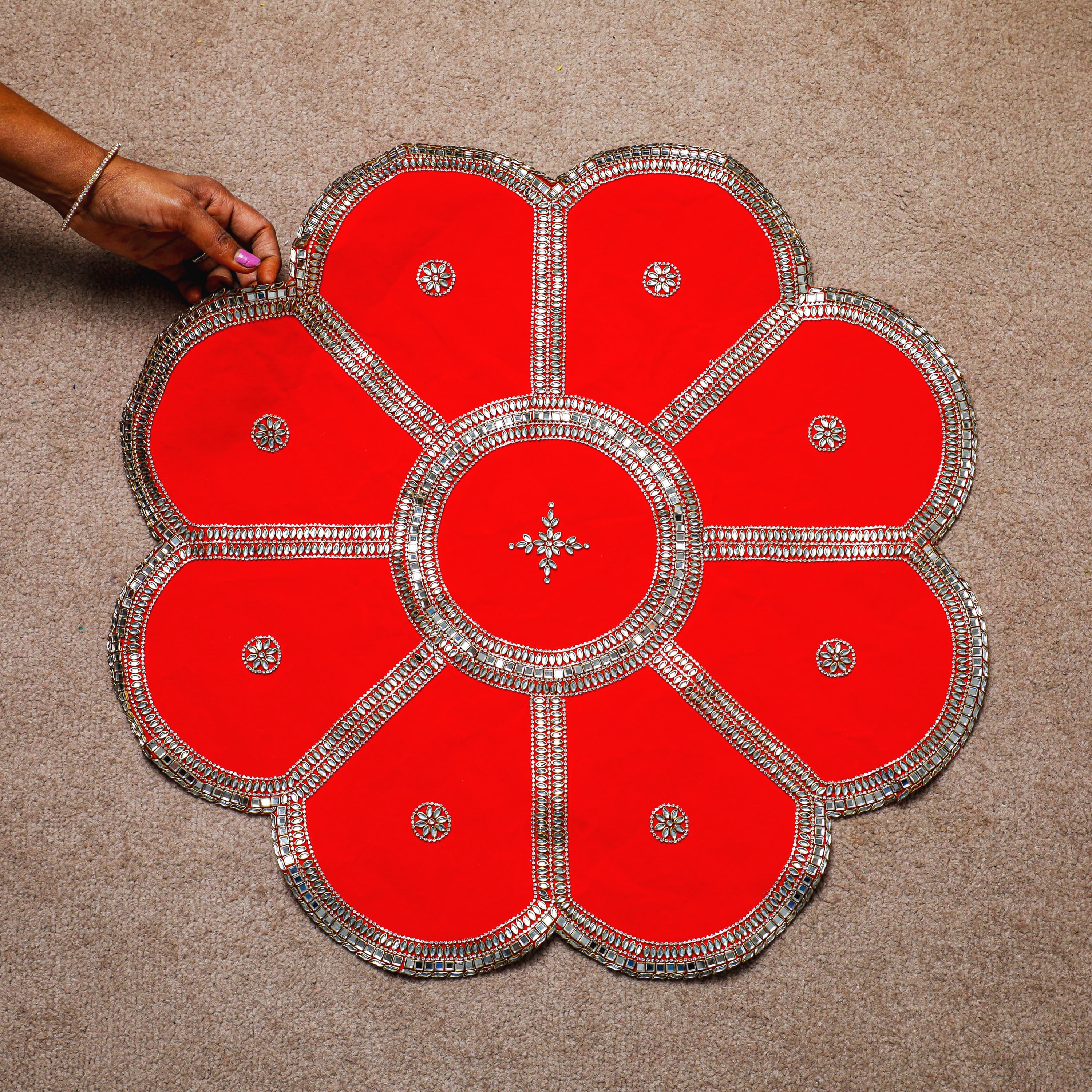 Multipurpose, lightweight, reusable rangoli mat.