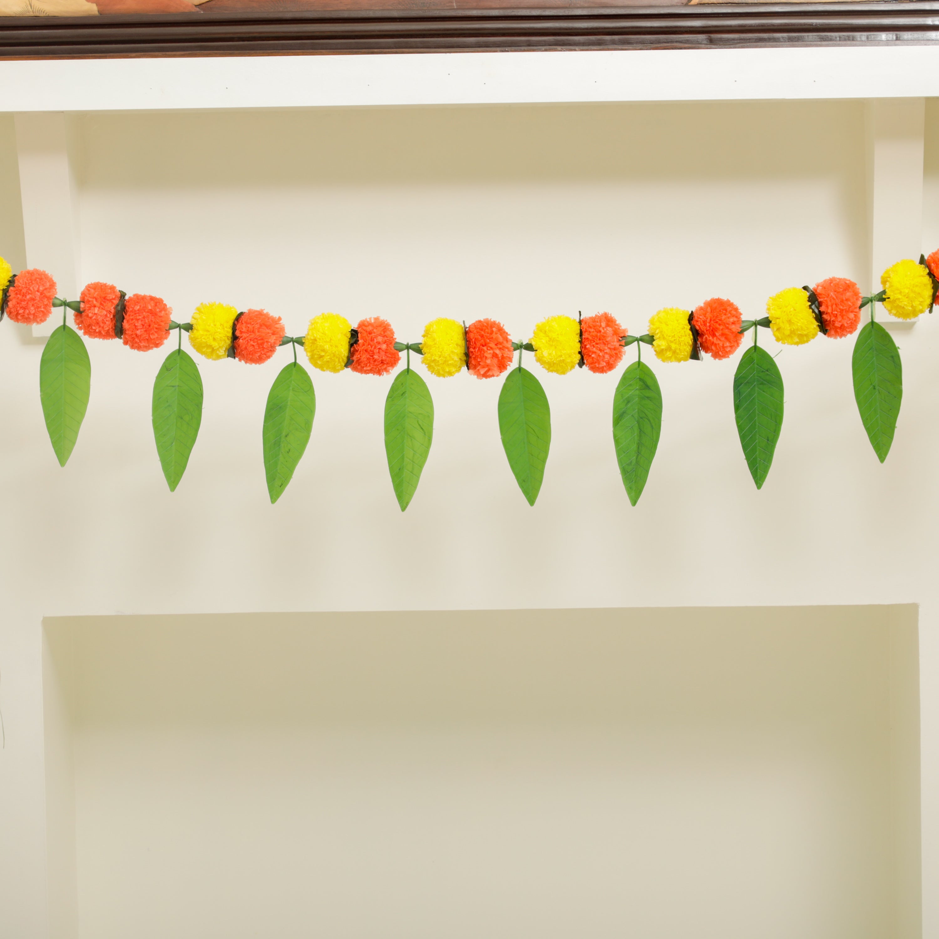 handcrafted artificial Marigold Chamanthi and Mango Leaf Torans