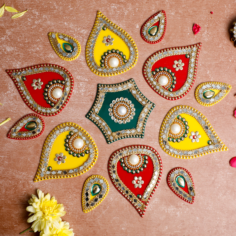 Festive Floral Acrylic made Rangoli
