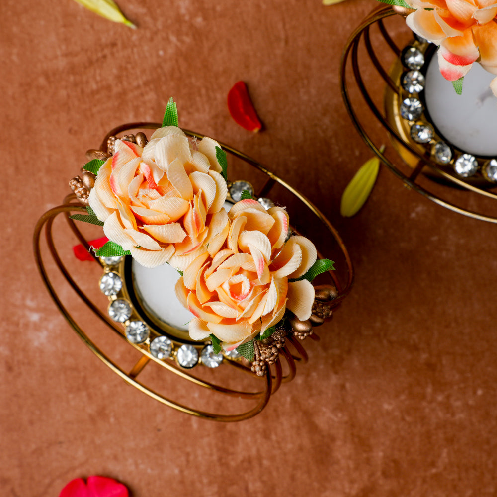 Add a touch of class to your home with this big designer gold coated diya