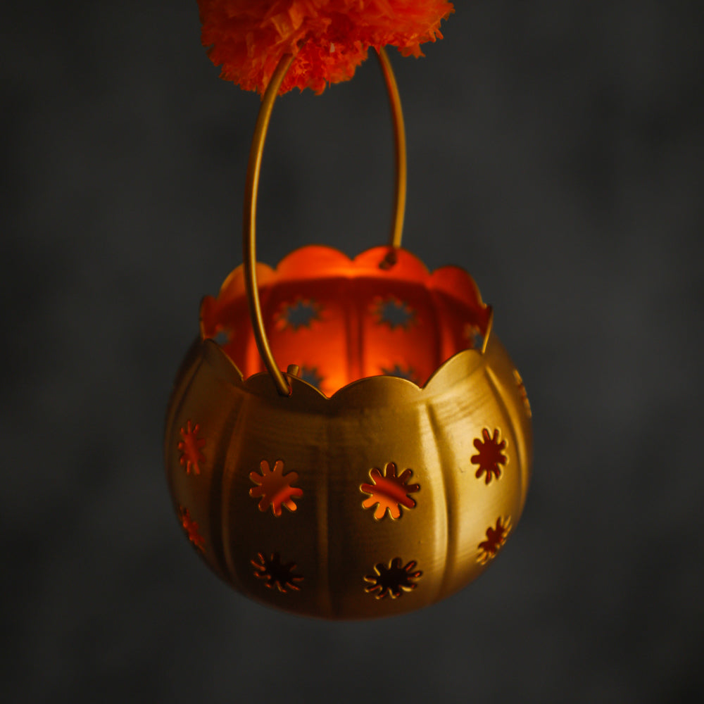 Illuminate Your Diwali Decor with Ethereal Elegance Gajra Hanging Diya