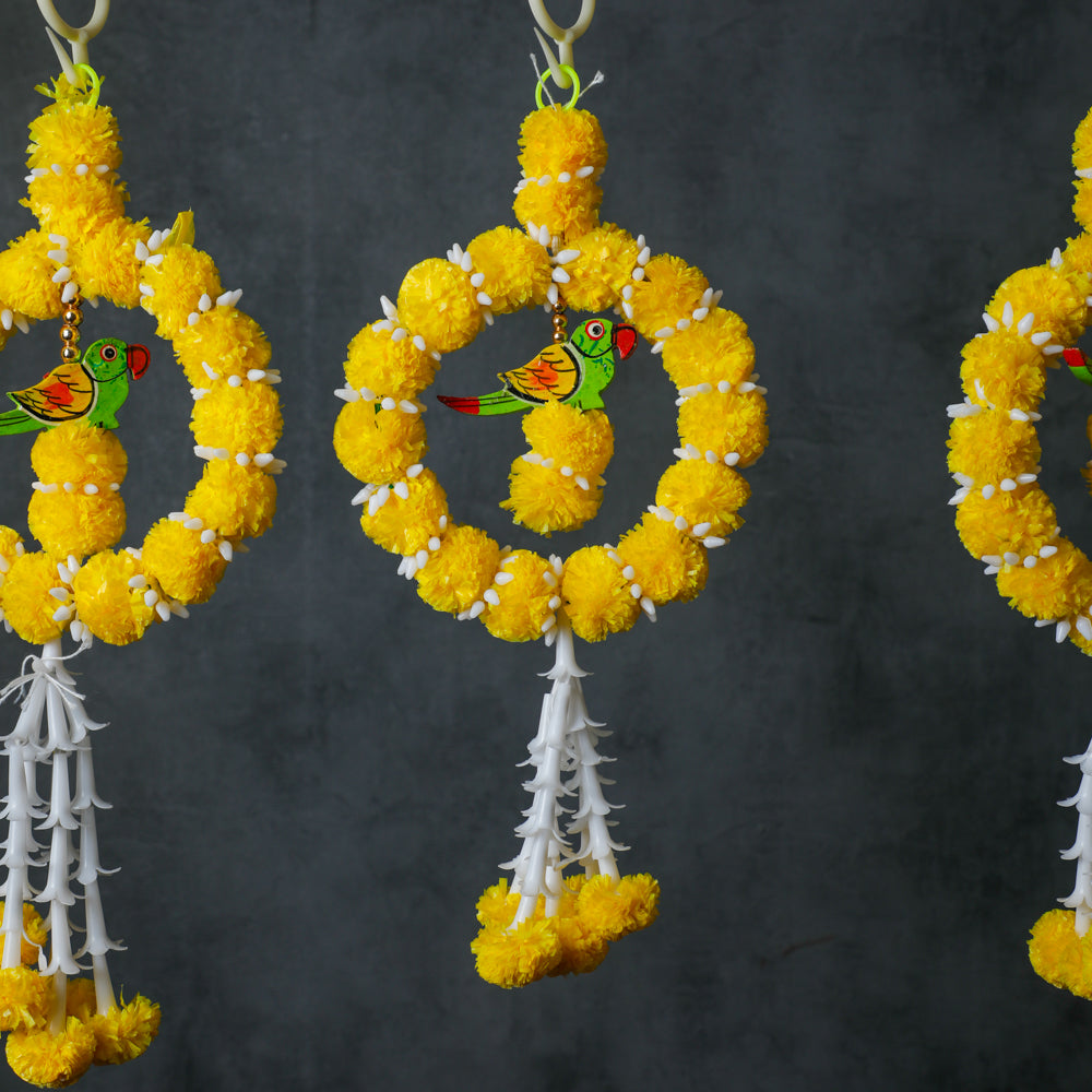 Parrot theme adds colourful festive vibes for home pooja, housewarming or office events.