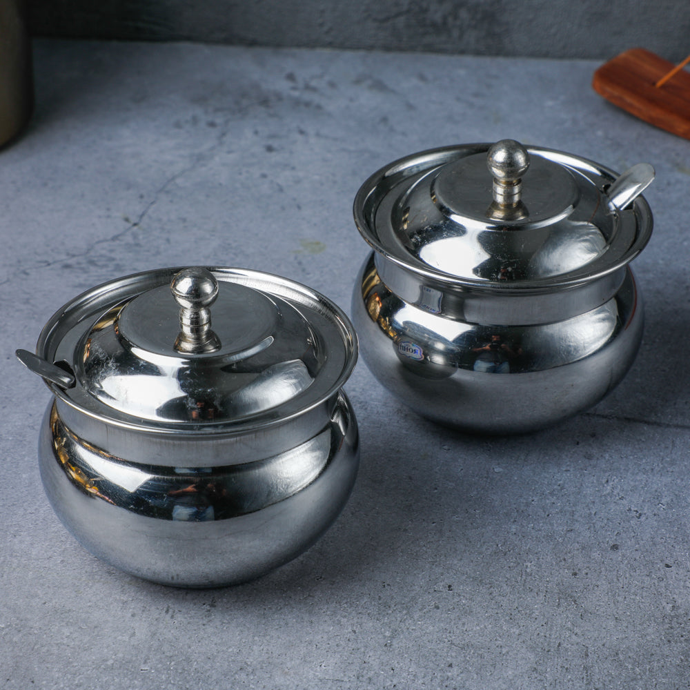 thumbnail image 2 of Handmade Stainless Steel Milk Storage Container – Ghee Pot With Lid, 2 Litre, Silver, Made In India 2 of 3