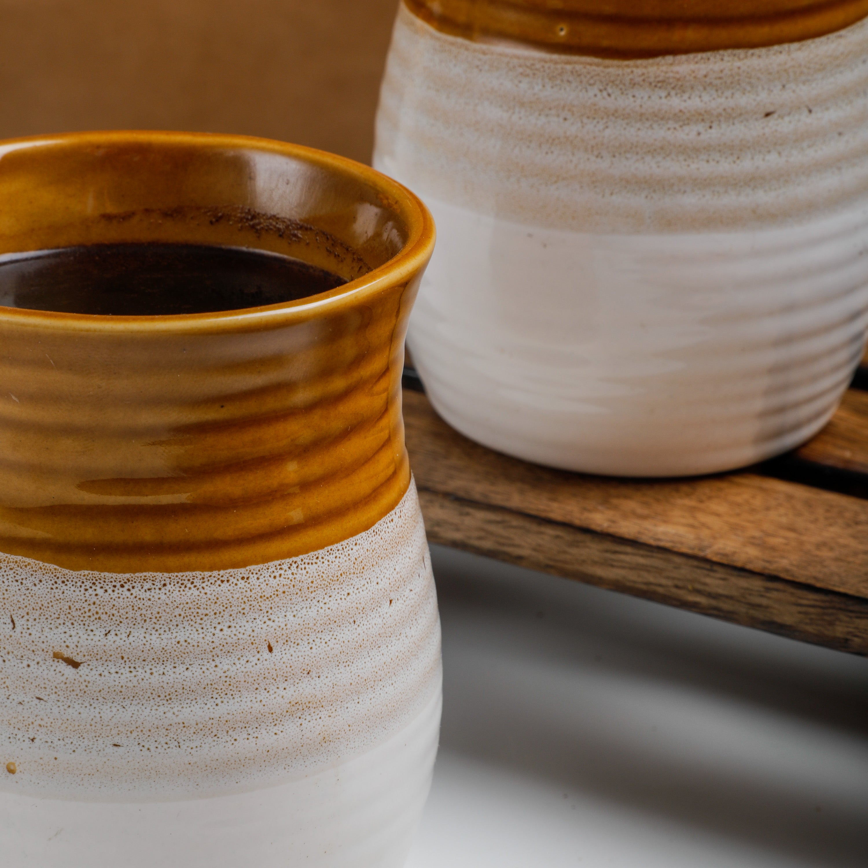 Dual Color Glazed Ceramic Cup