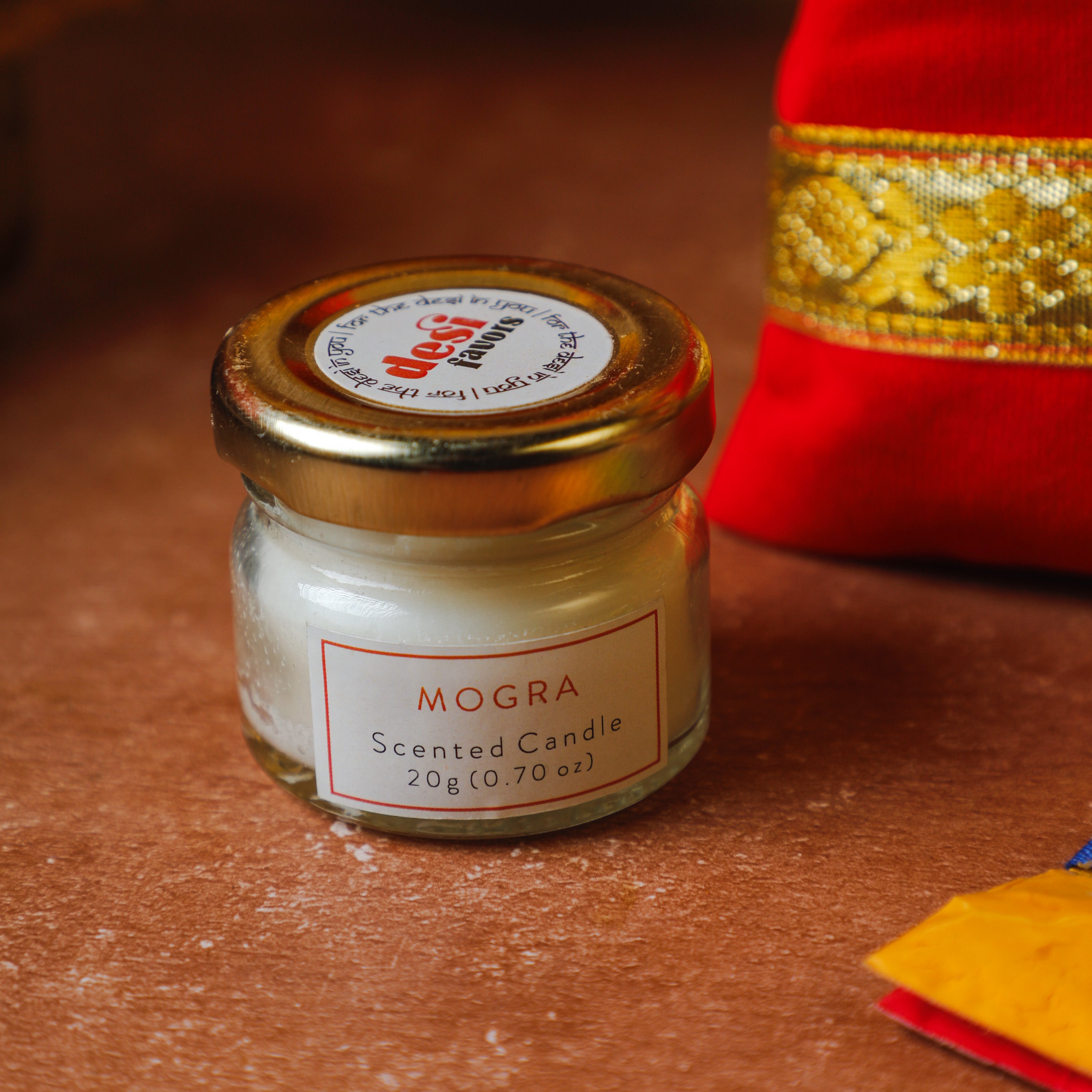 Aromatic Mogra Scented Votive Candles packed in a small glass jar
