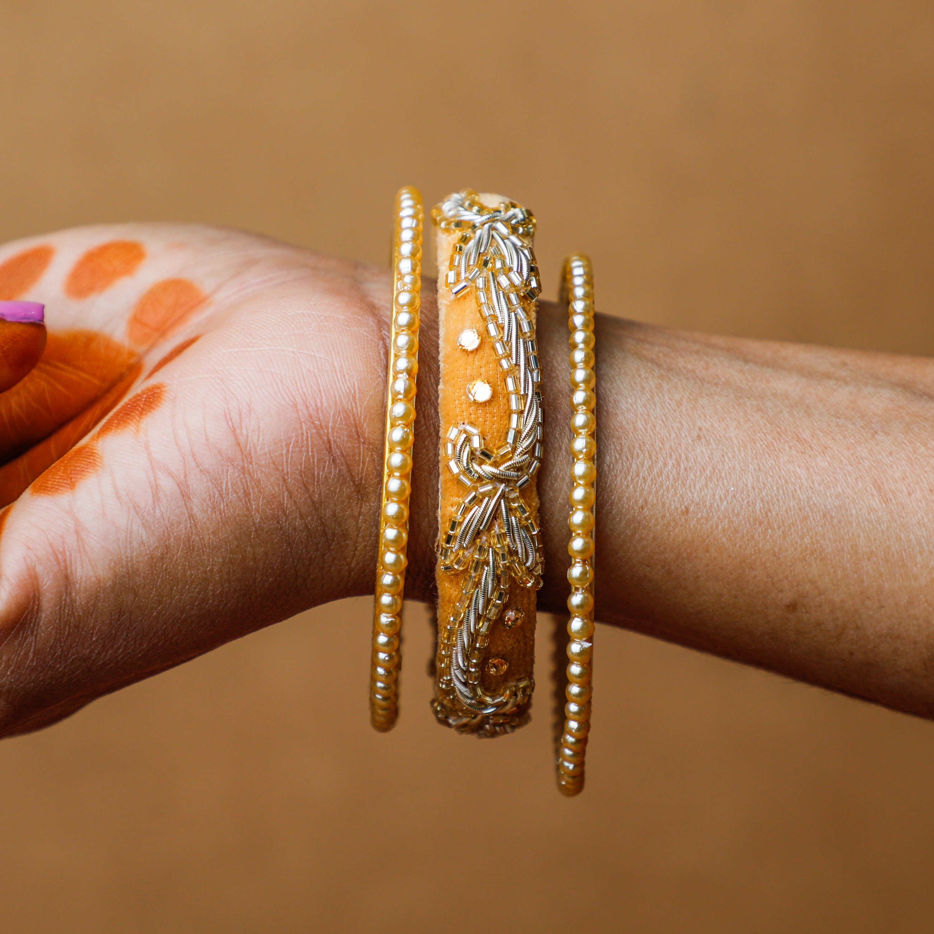 these bangles are easy to wear on silky fabric like Saree and any other outfit on special occassion