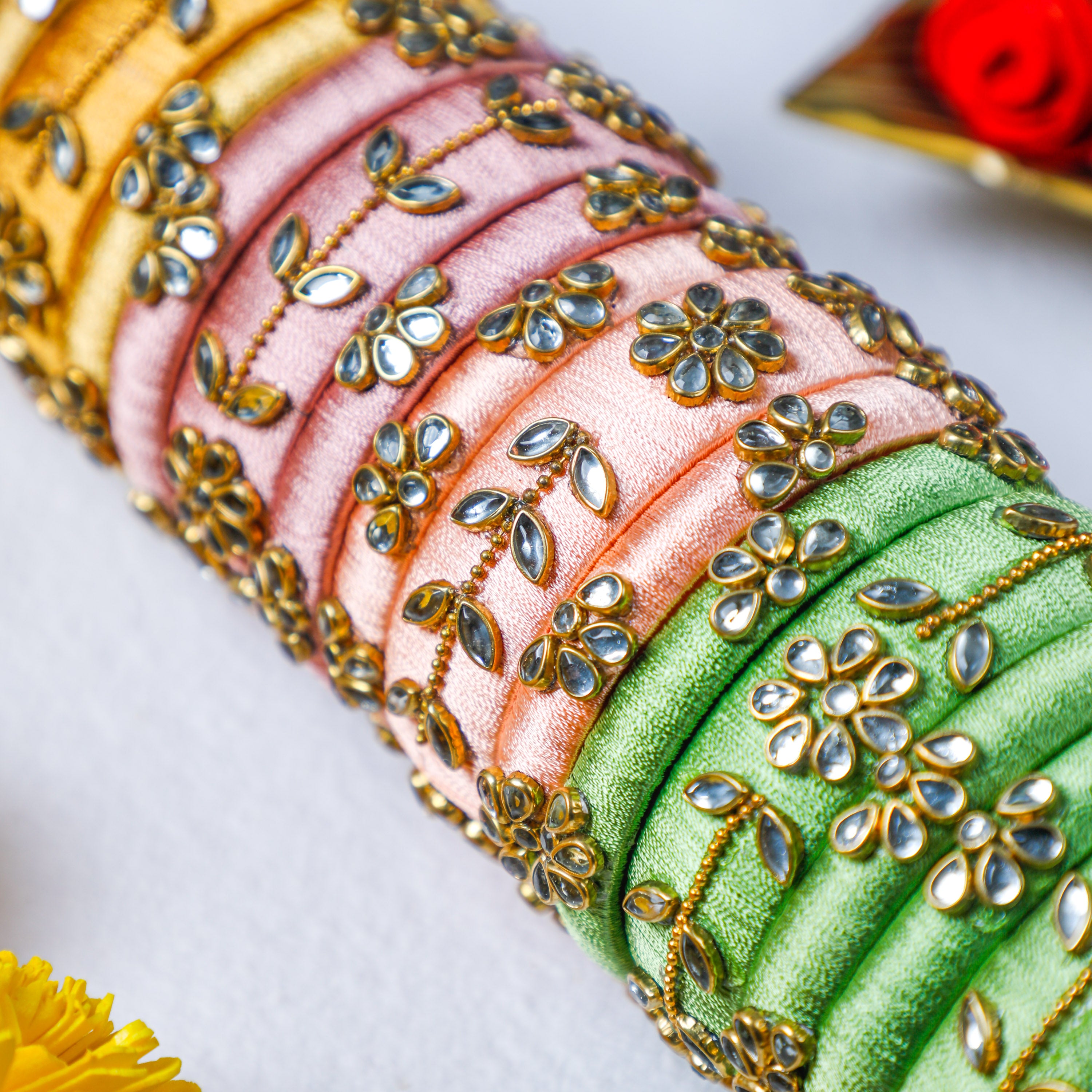 Buy Yaalz Women, Girls And Babies Multi Color Silk Thread Bangles With  Kundan Stone Embellishment, 1.08 Online at Best Prices in India - JioMart.