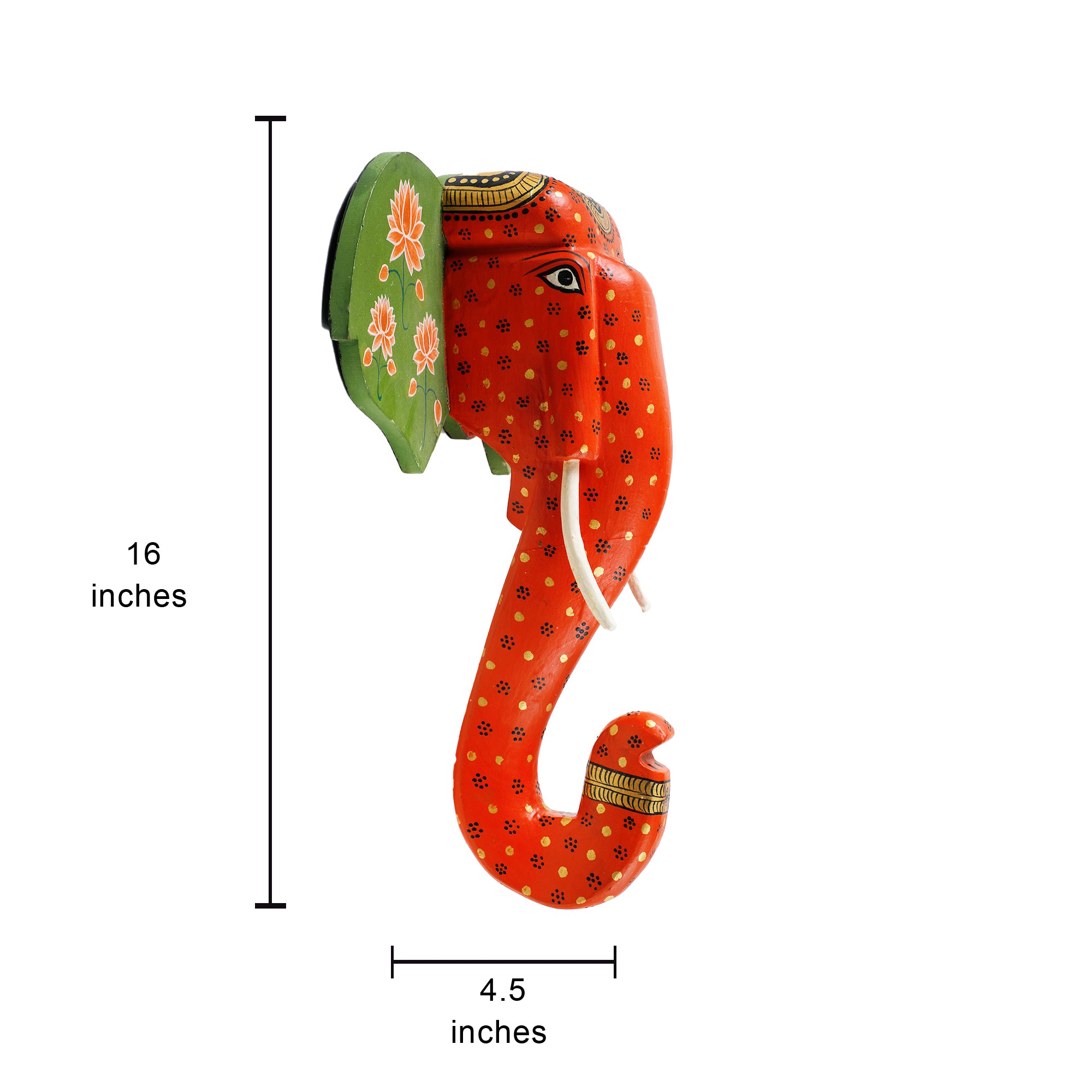 Hand painted Wooden Elephant Head