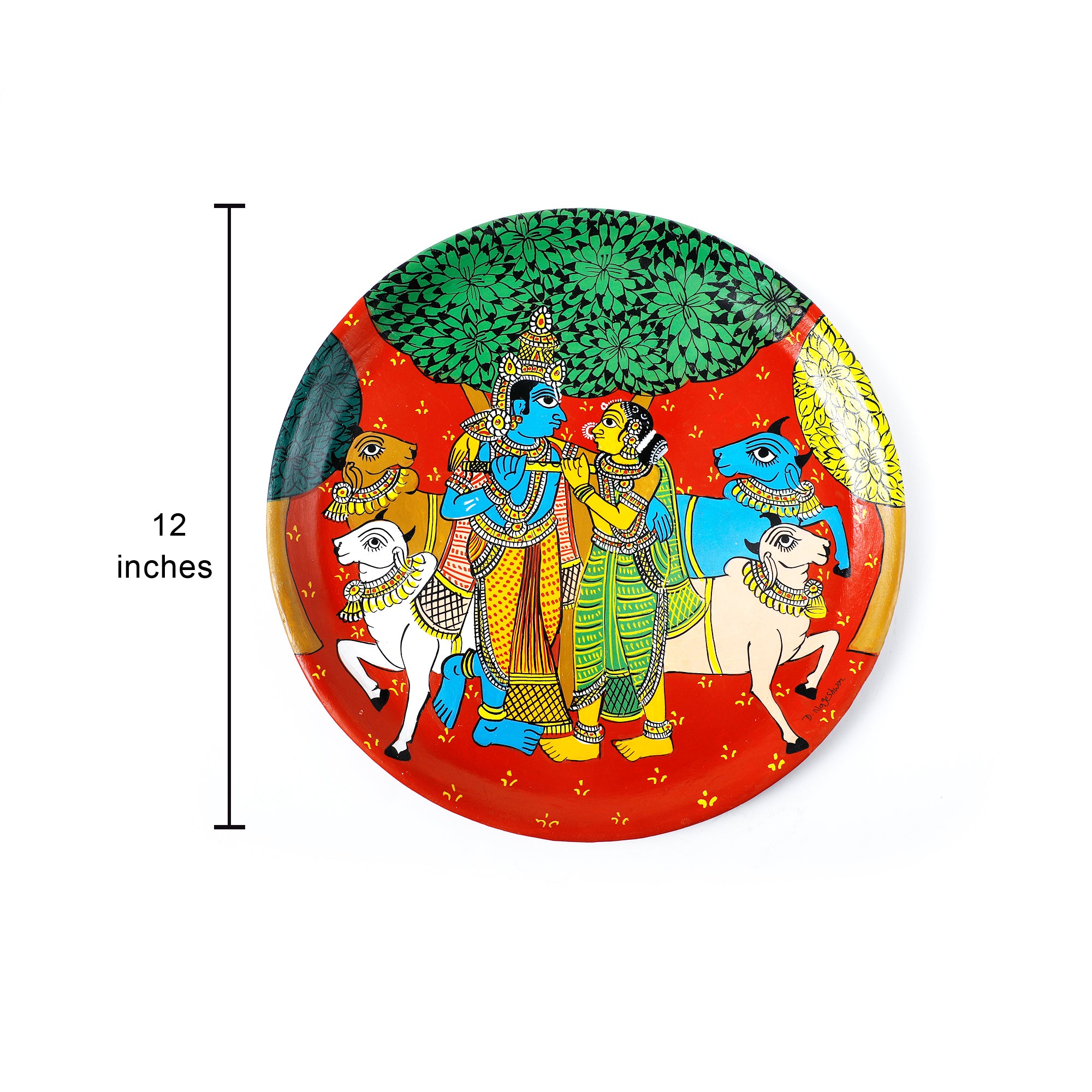 Radha Krishna Cheriyal Wall Plate - 12