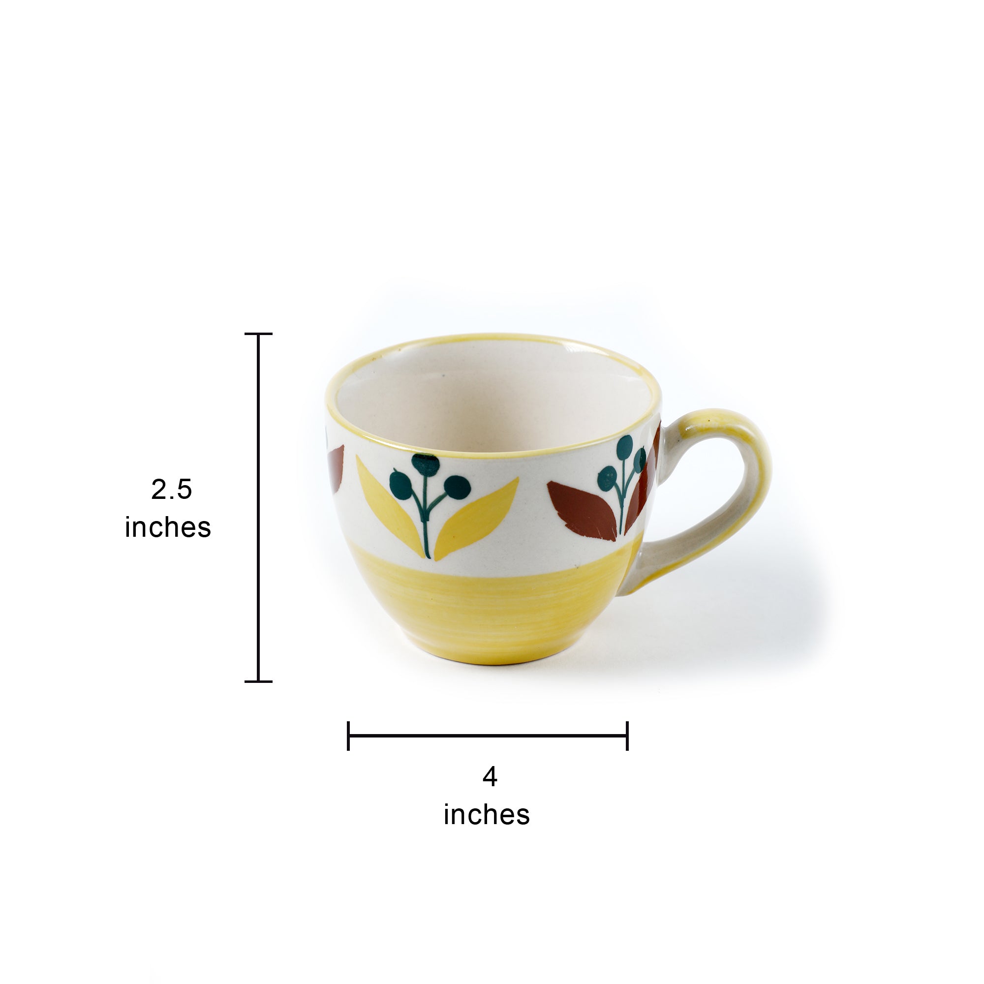 Yellow Floral Ceramic Teacups