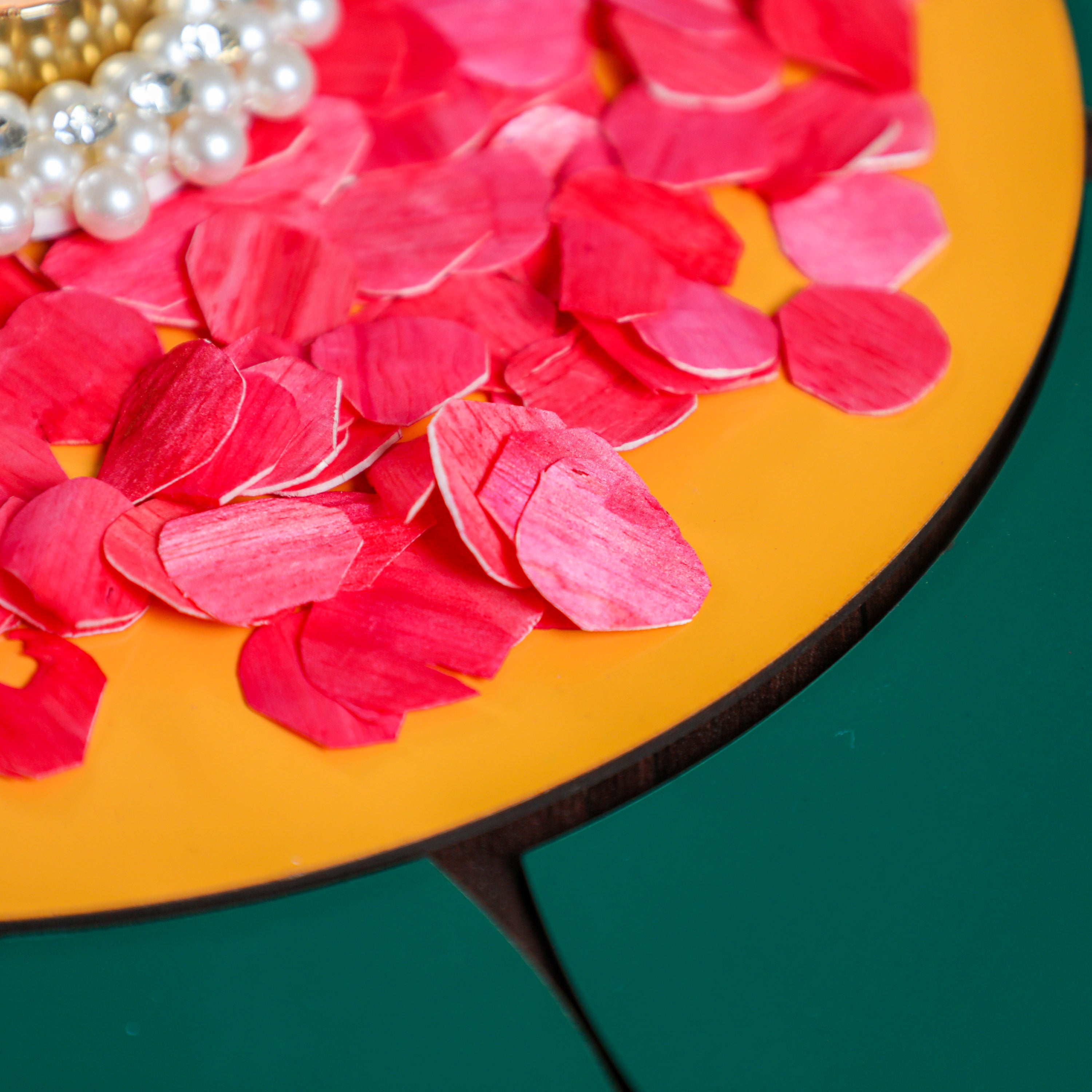 Acrylic Rangoli with Rose Petals for Sale