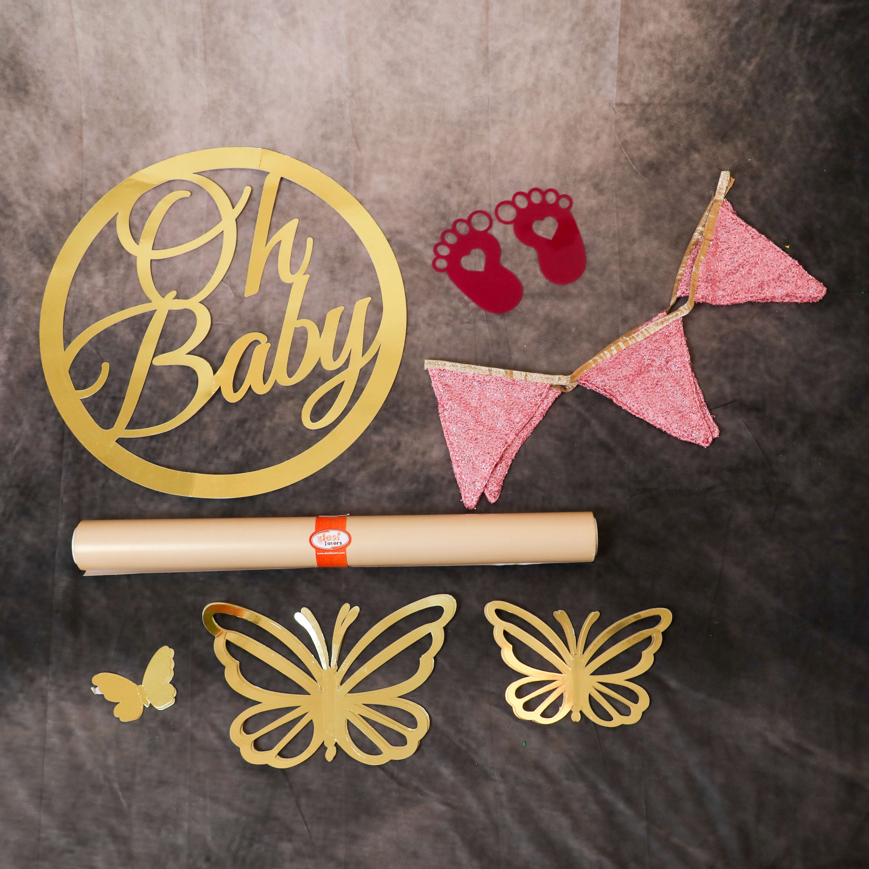 Pink and Gold themed Kids Birthday Decorations online.