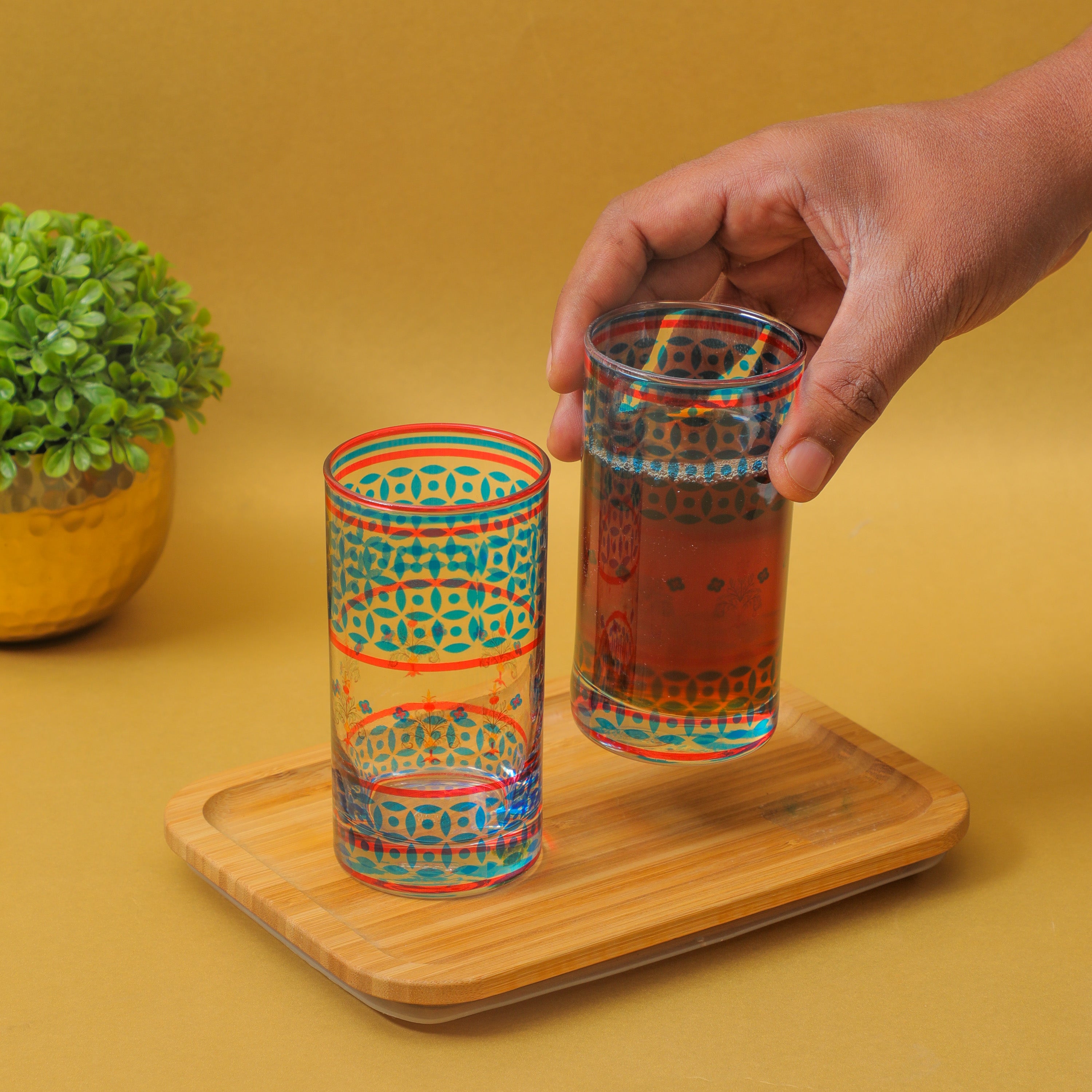Flowers and Ferns Drinking Glass
