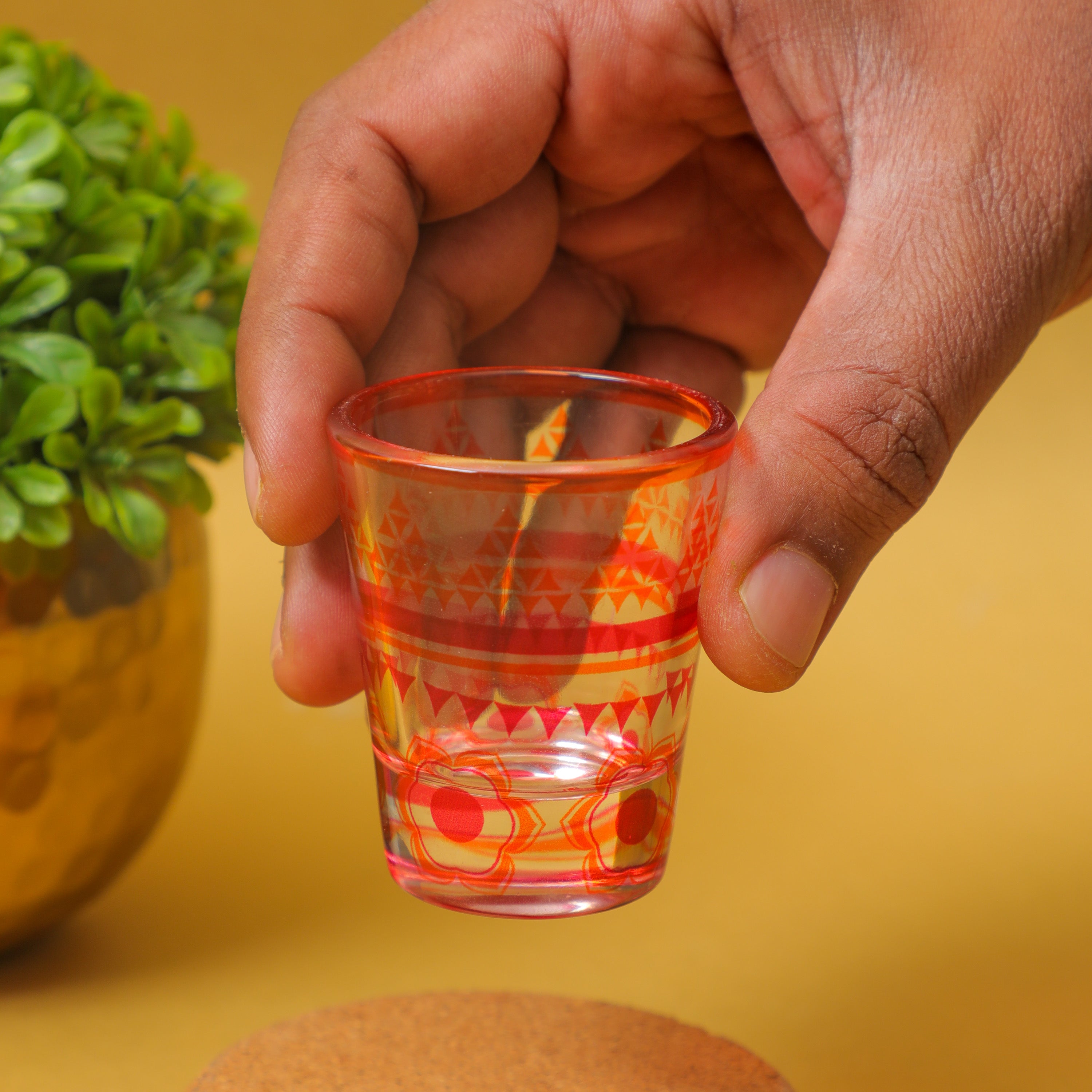 Orange Printed Shot Glass