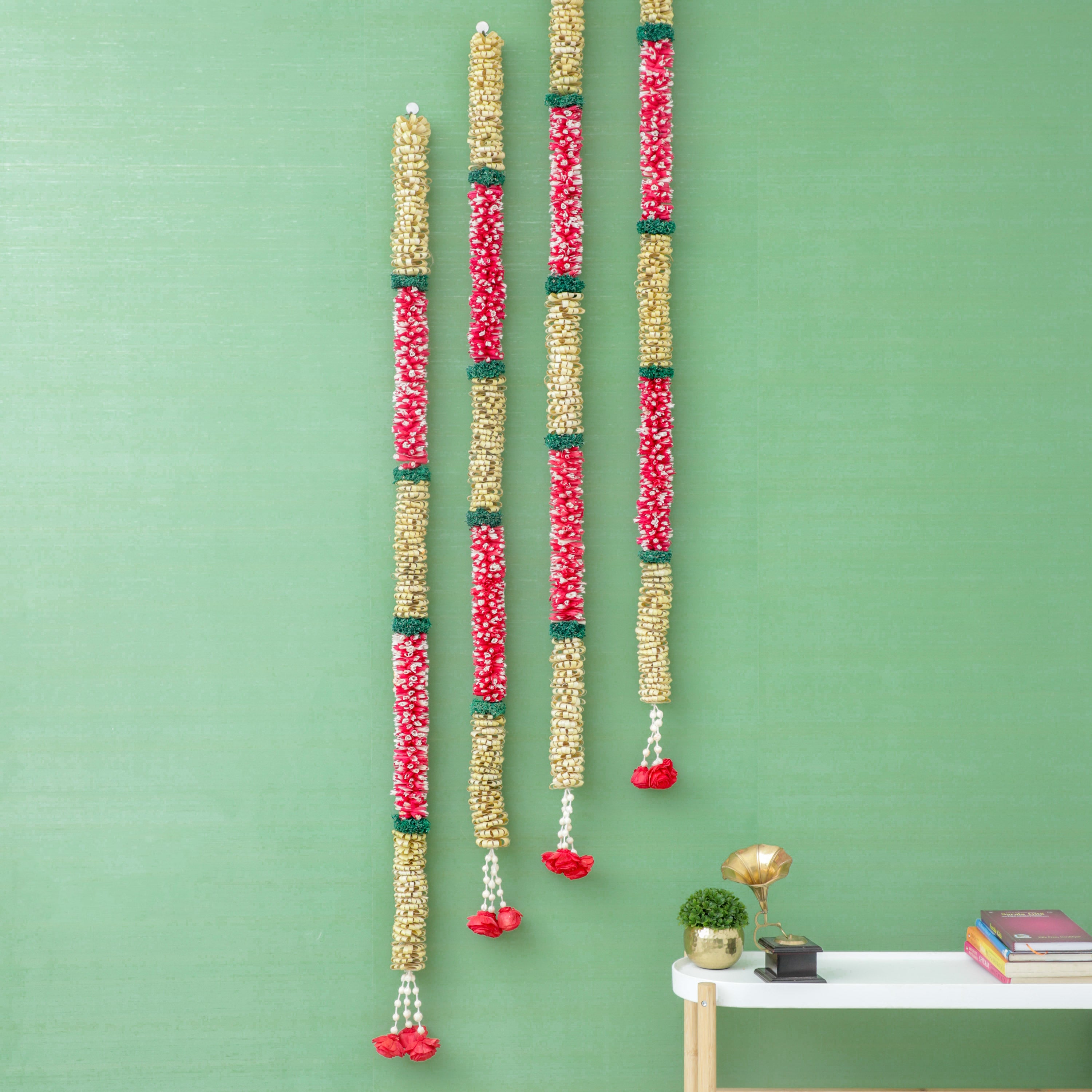 multicolor palm and shola garlands for Indian events