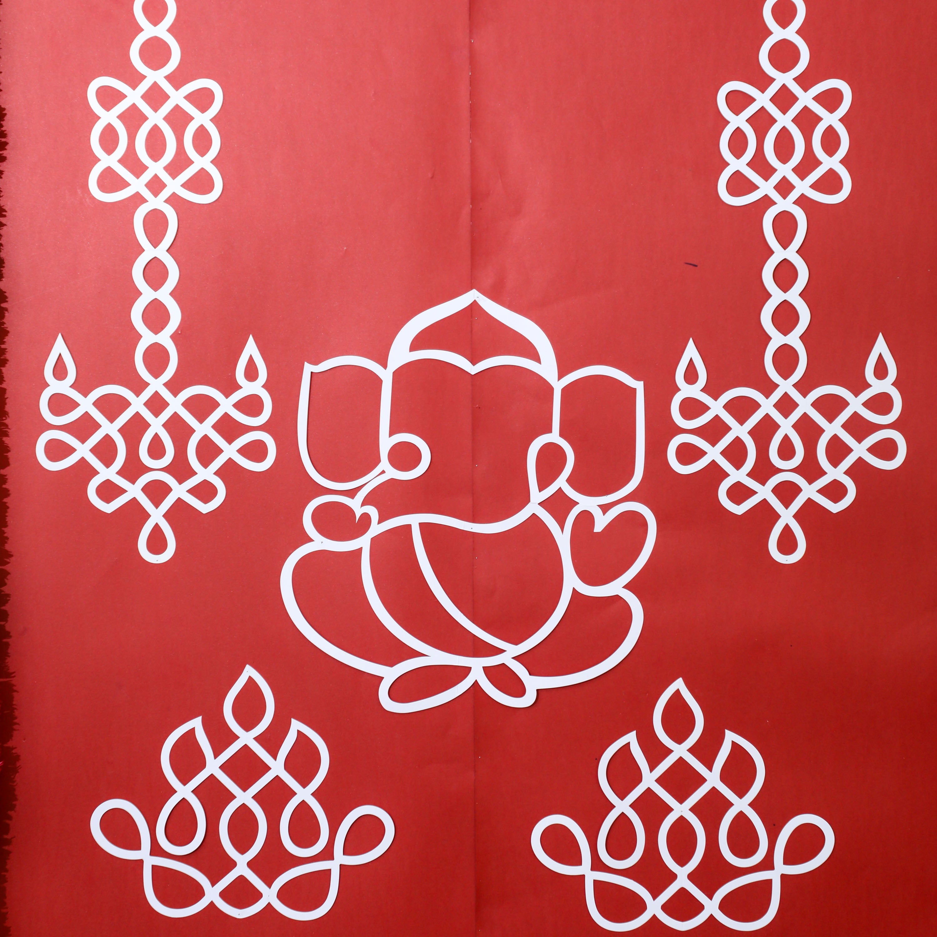 Red Backdrop White Cutouts for Indian Decoration online in the USA