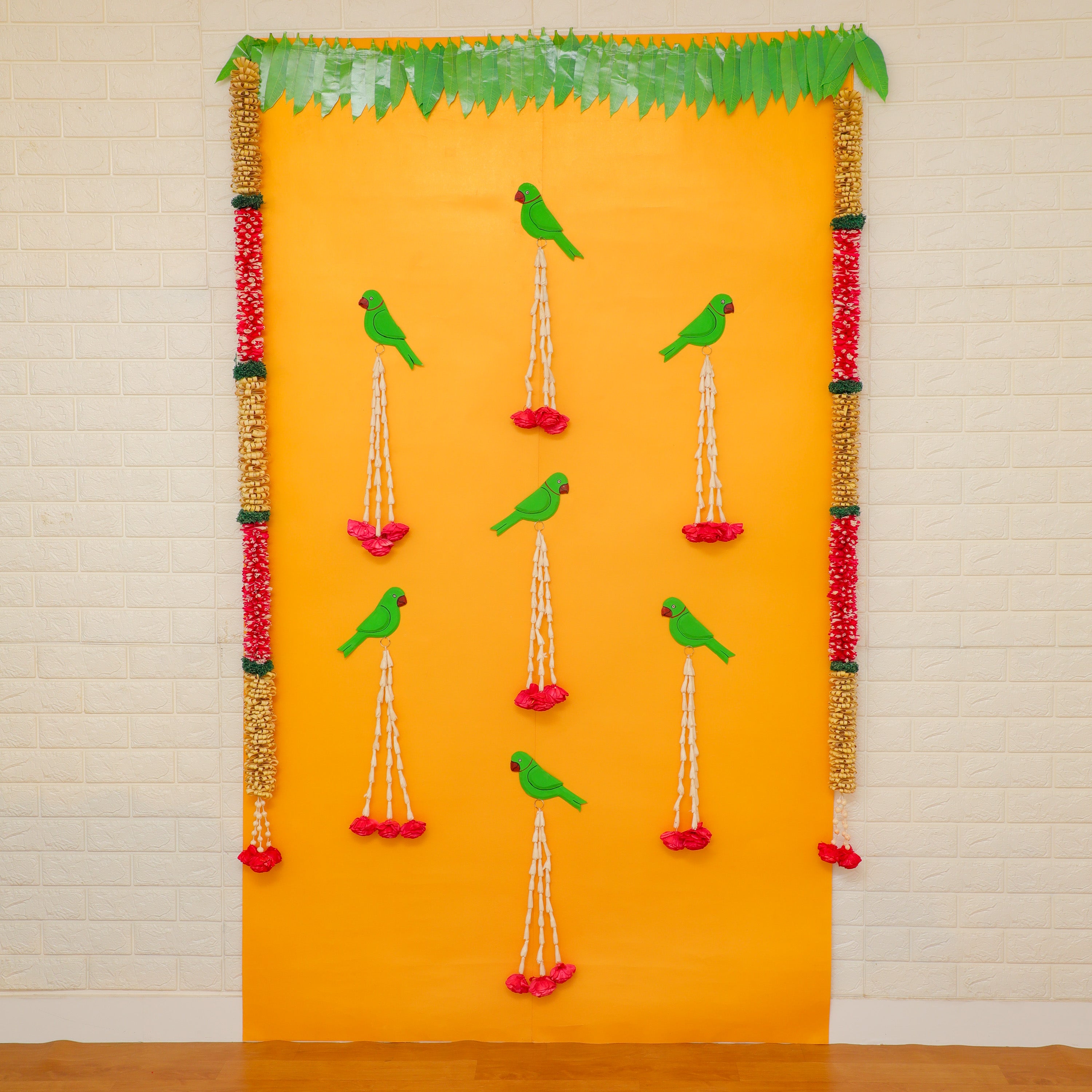 Traditional Kollam Design Backdrop Kit for Indian Pooja Decorations in the USA