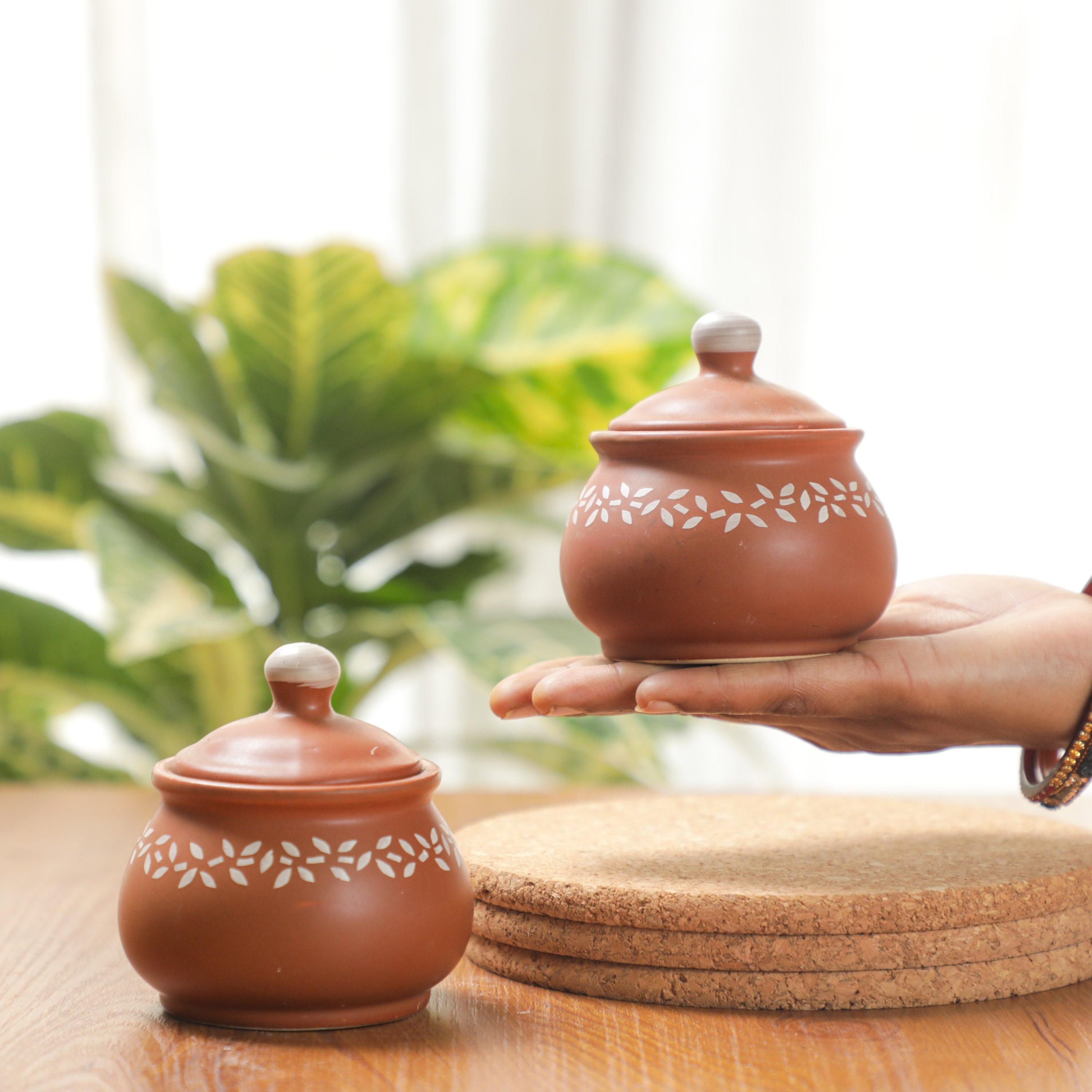 floral shape ceramic storage jars