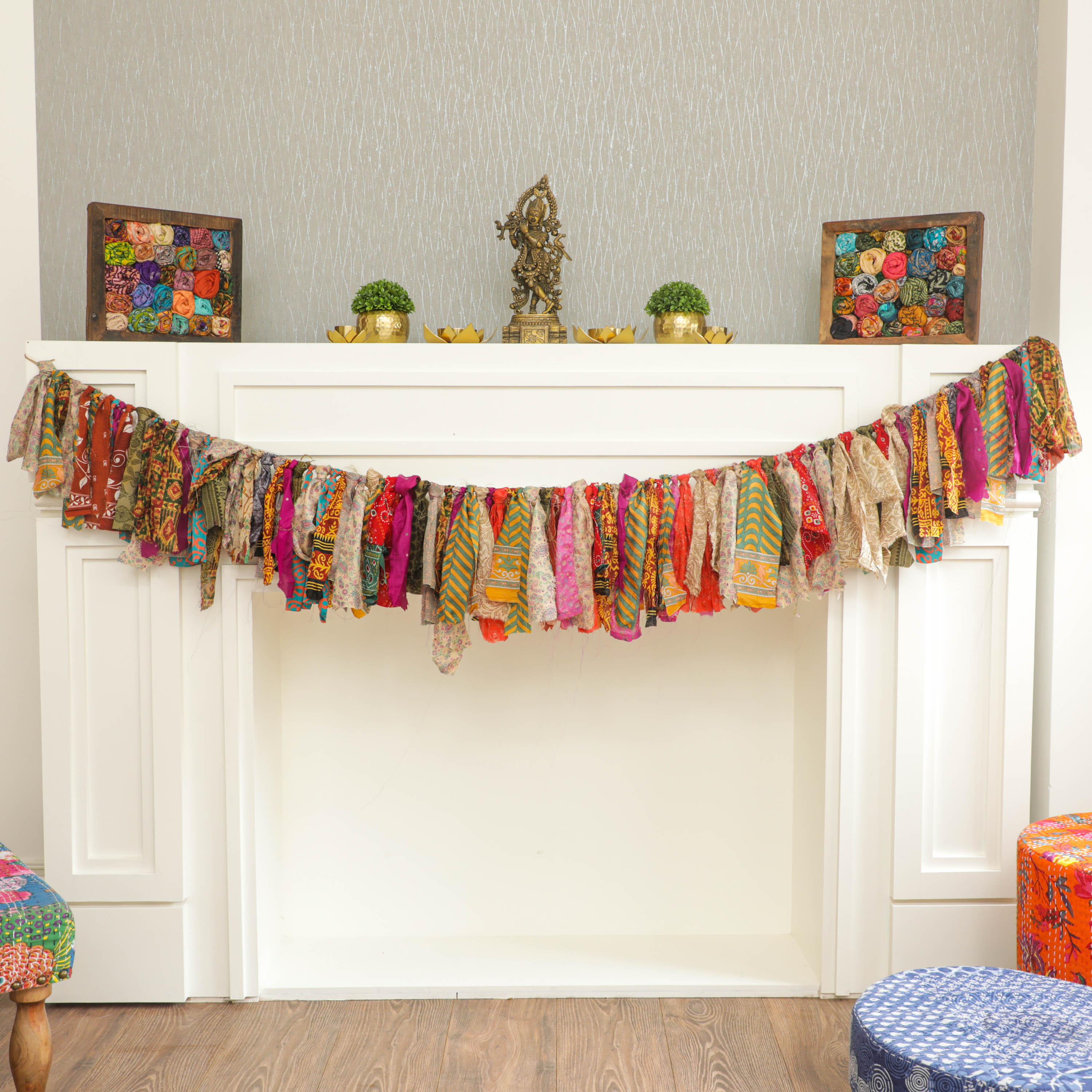 Buy Indian Silk Fabric Rag Garland Online from Desifavors