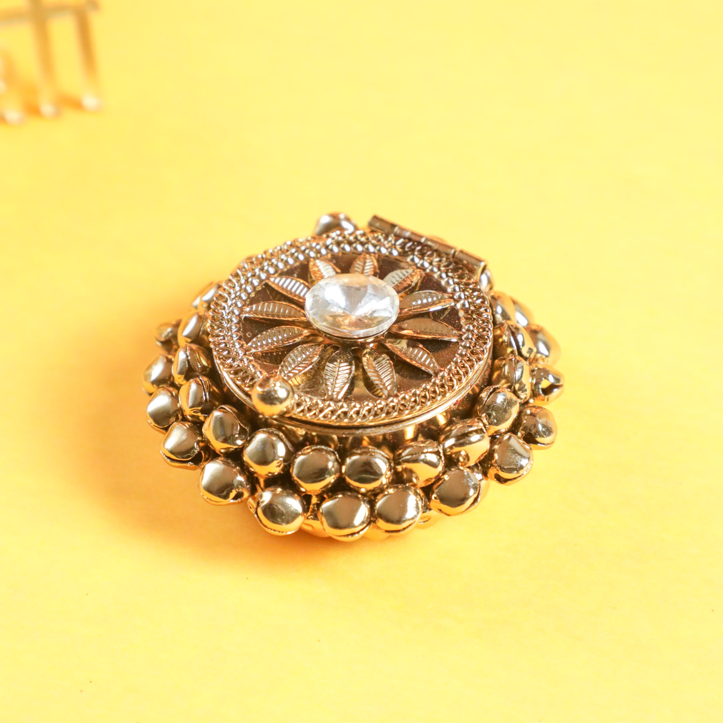 Unique design metal Sindoor box with bells 