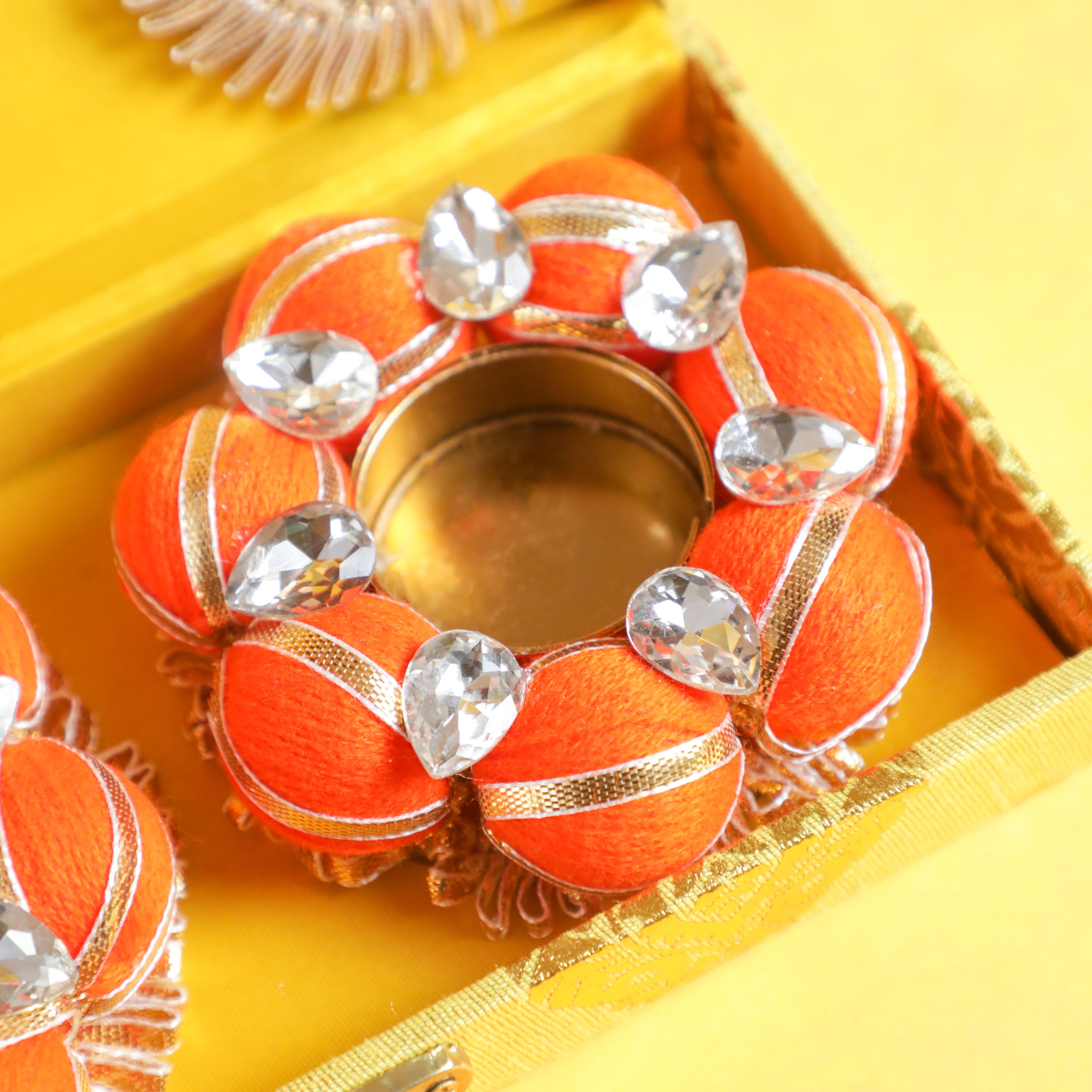 Pompom diya with pearls