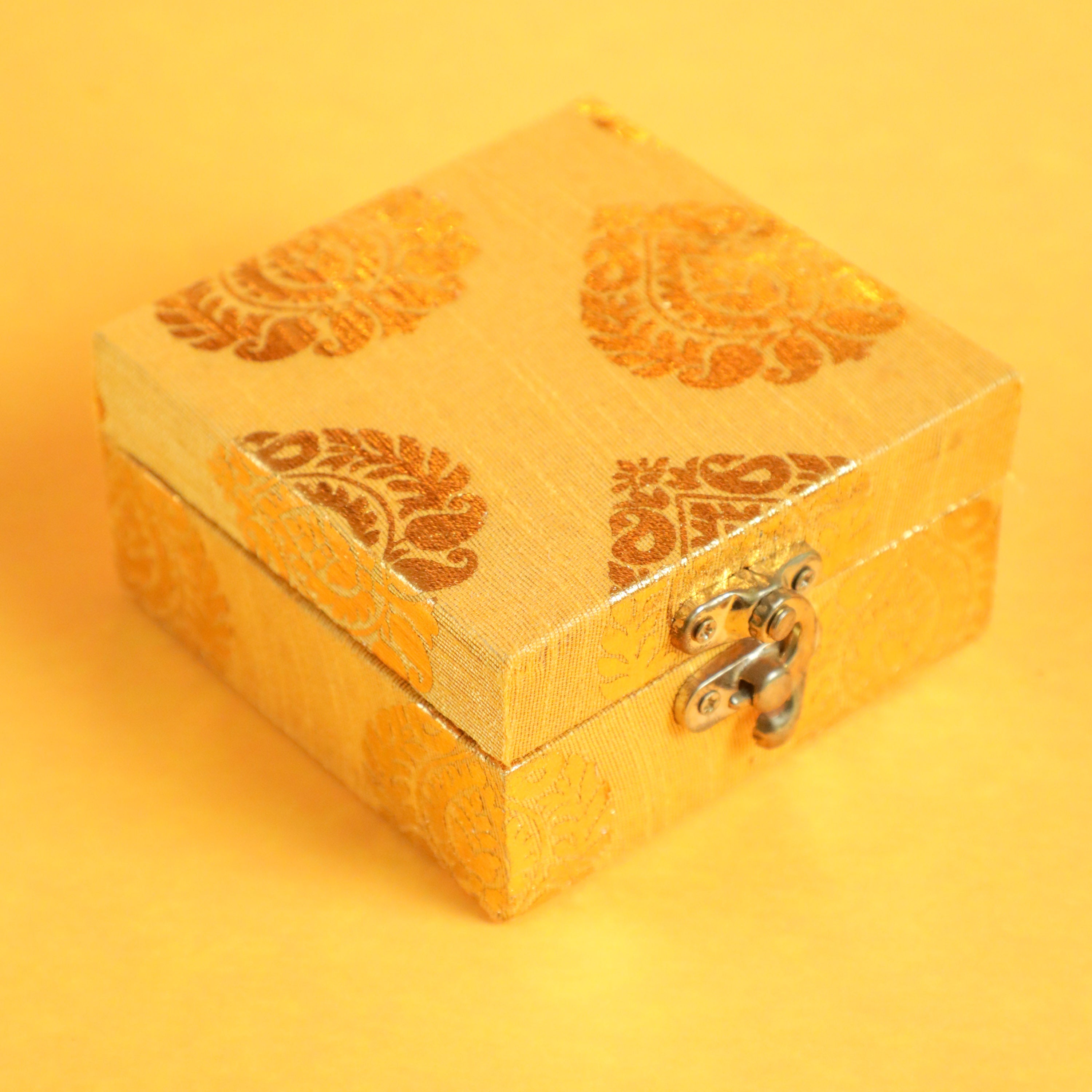 Yellow raw silk box for gifting