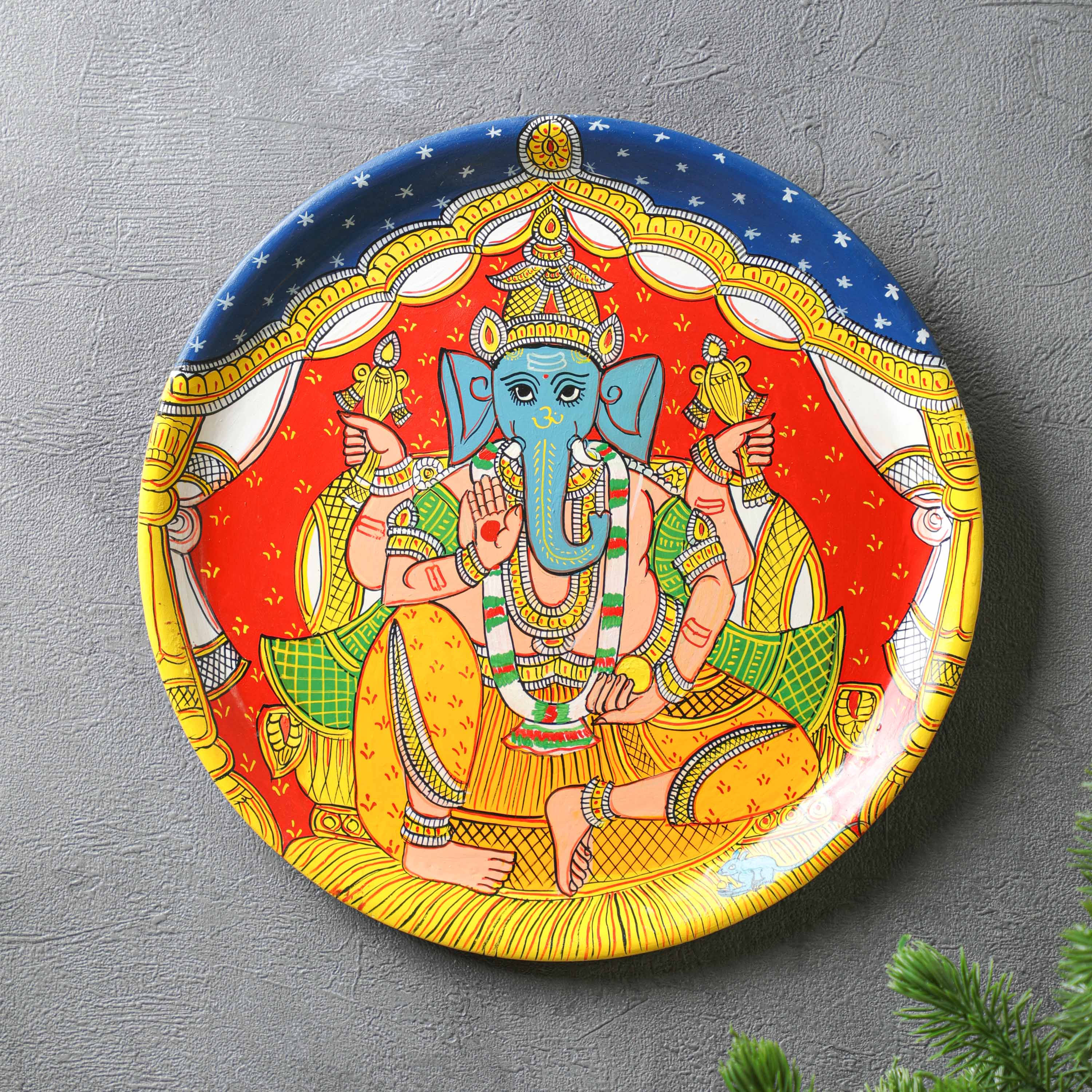 Lord Ganesha Cheriyal Wall Plate - 12