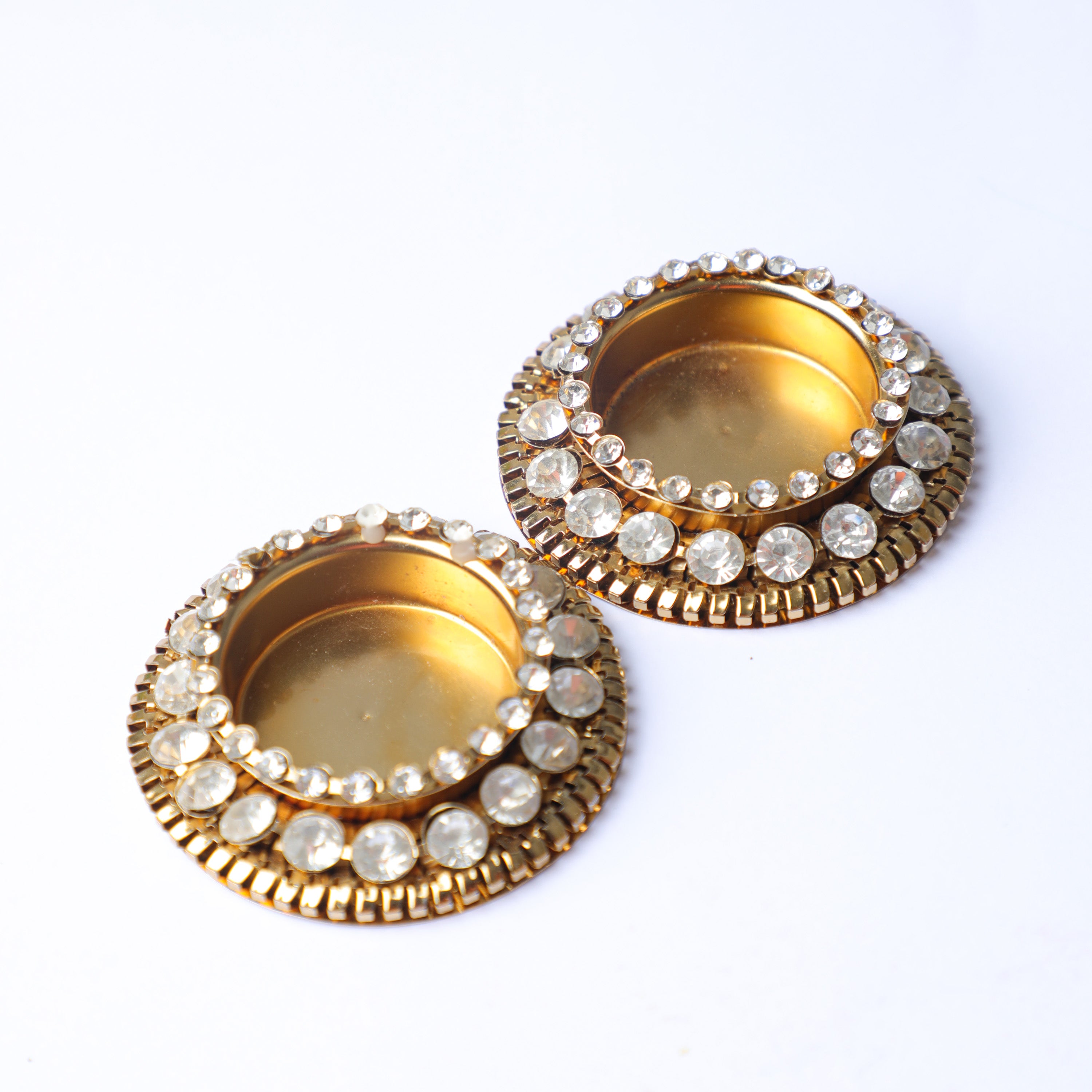 Metal Diyas with Kundan Stones