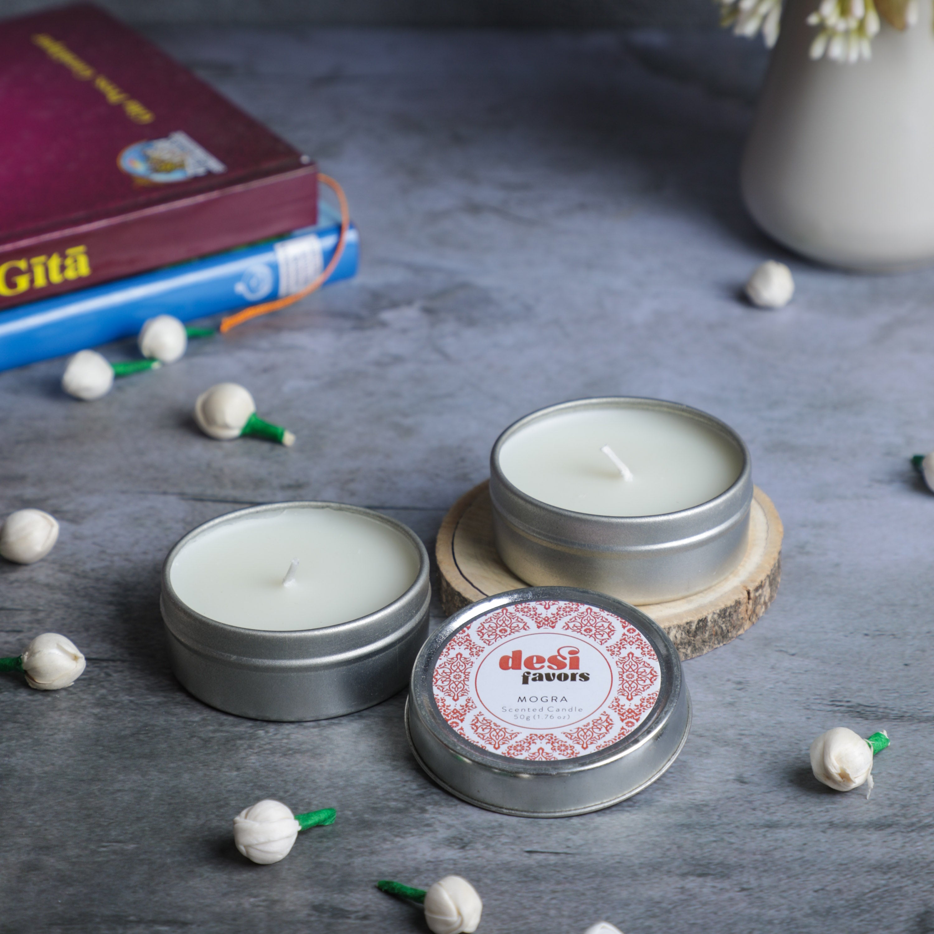 jasmine scented Tin Candles 