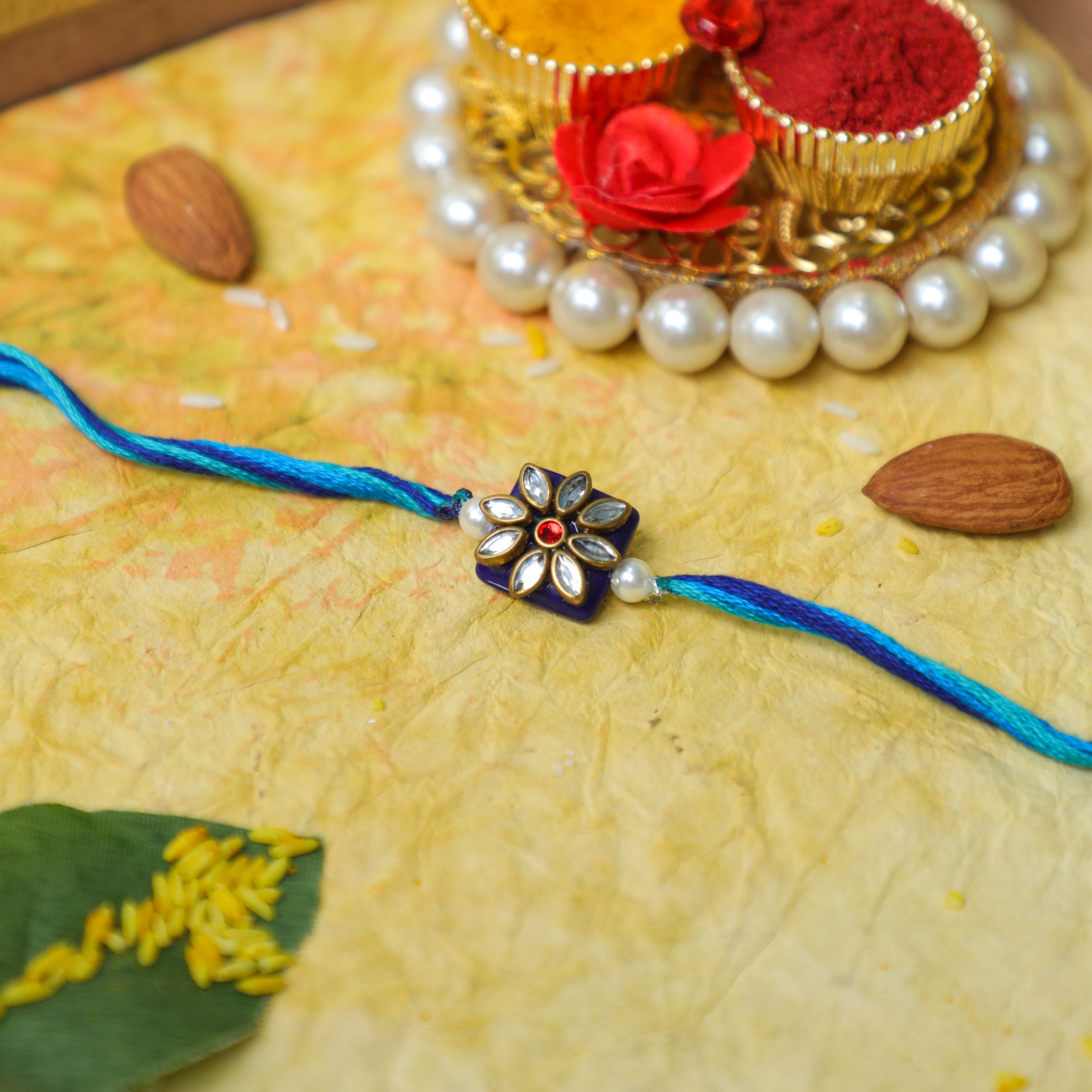 Kundan Rakhi - Blue