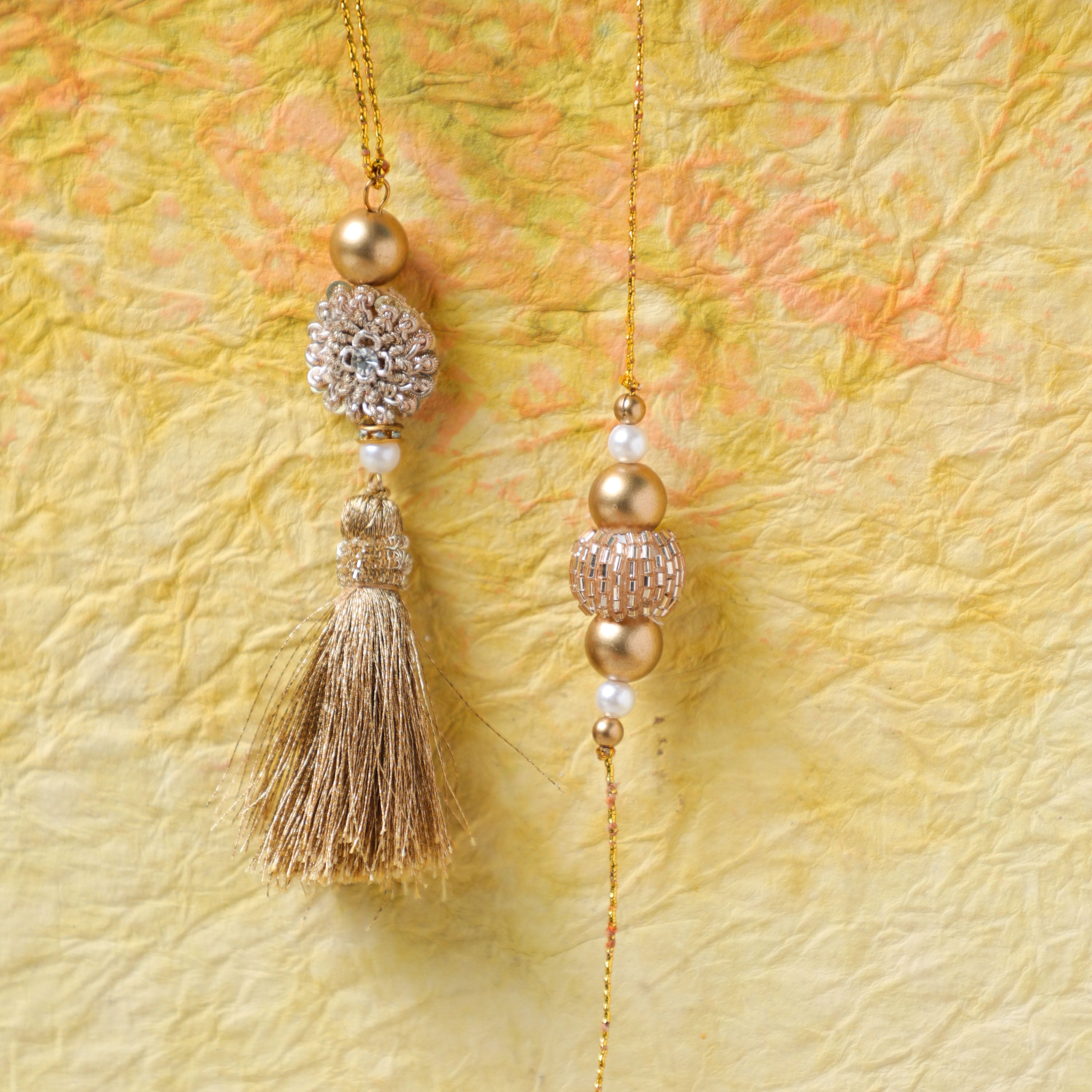 Gold Bhaiya Bhabhi Rakhi Set