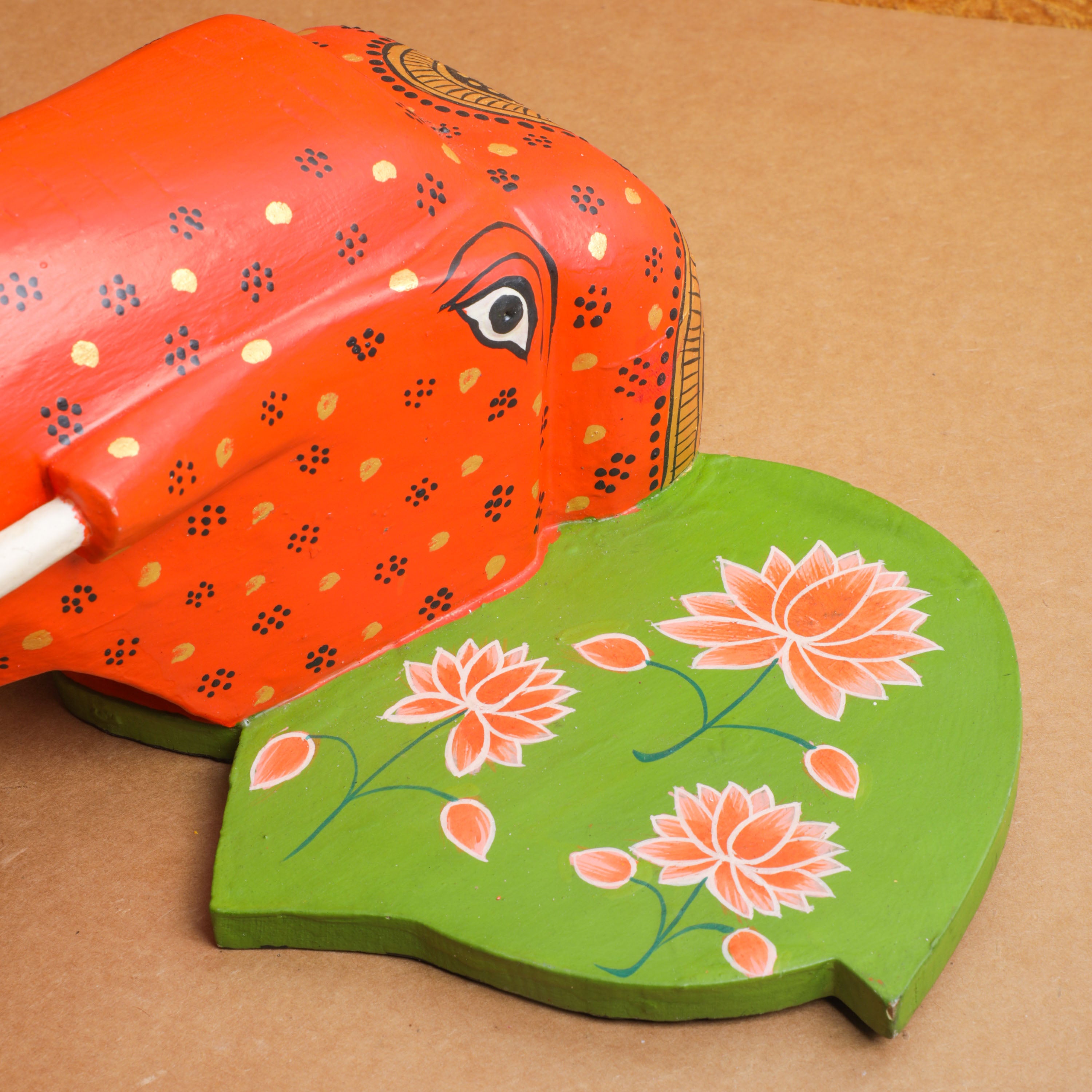 hand painted lotus flower on the elephant ear